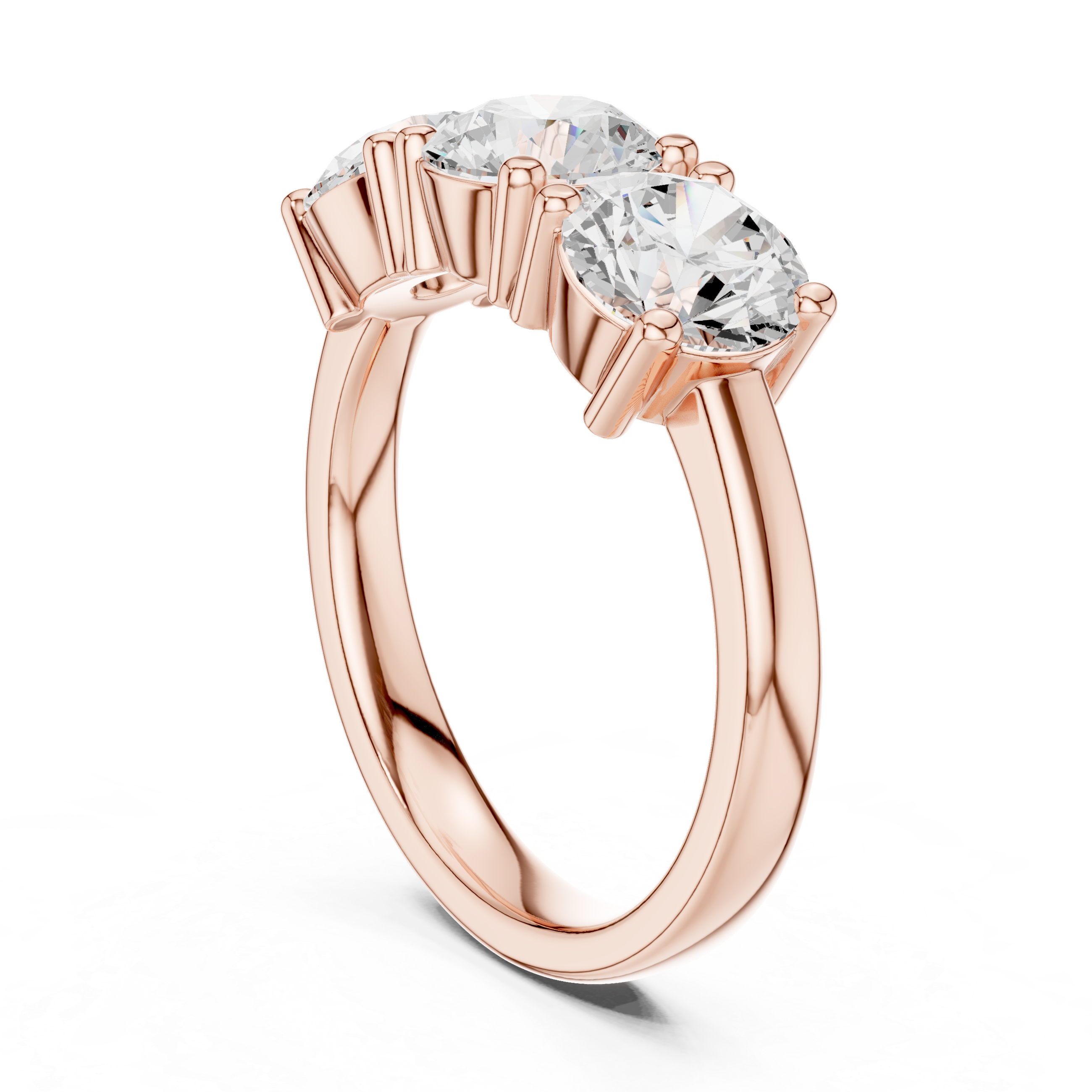 Round Brilliant Three Stone Engagement Ring