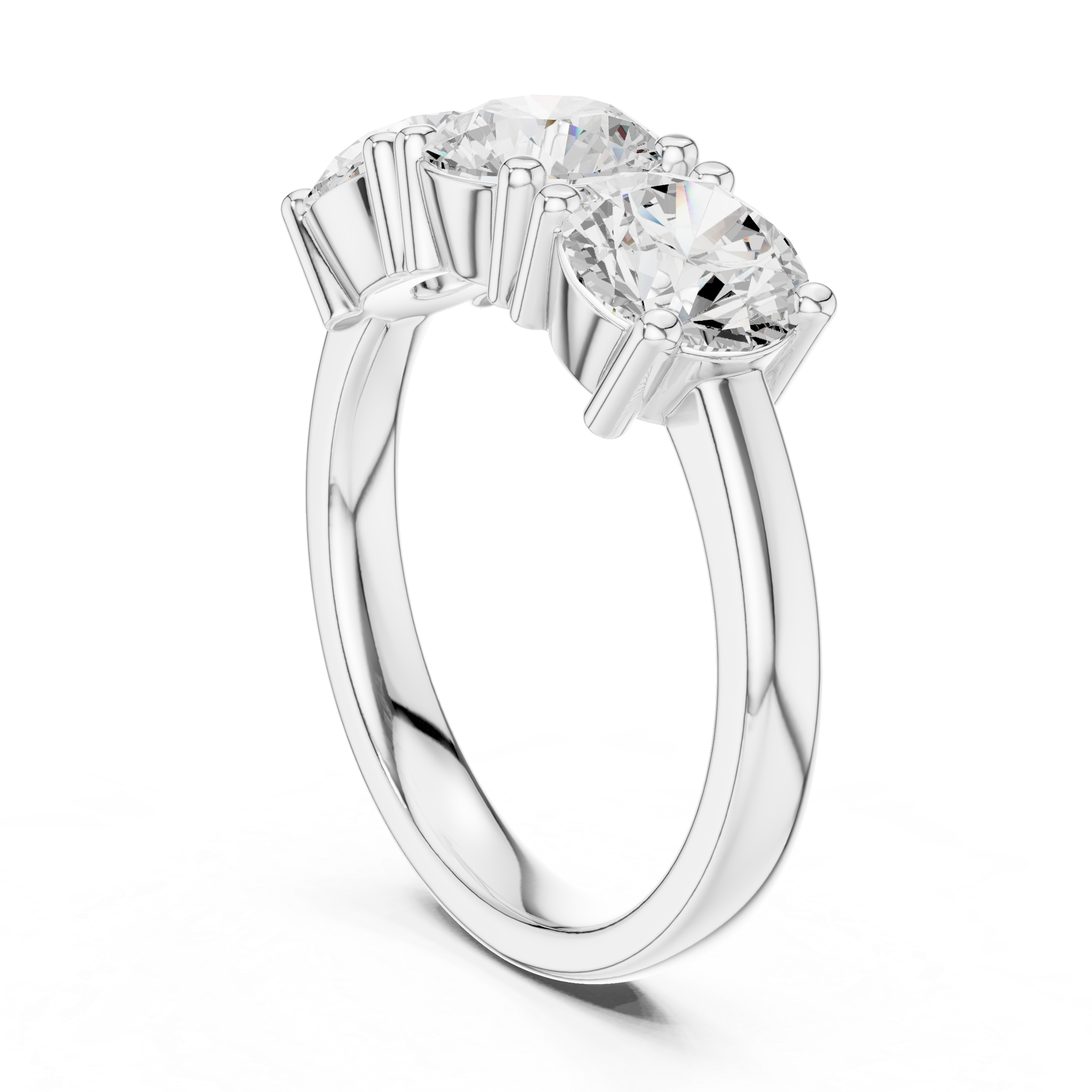 Round Brilliant Three Stone Engagement Ring