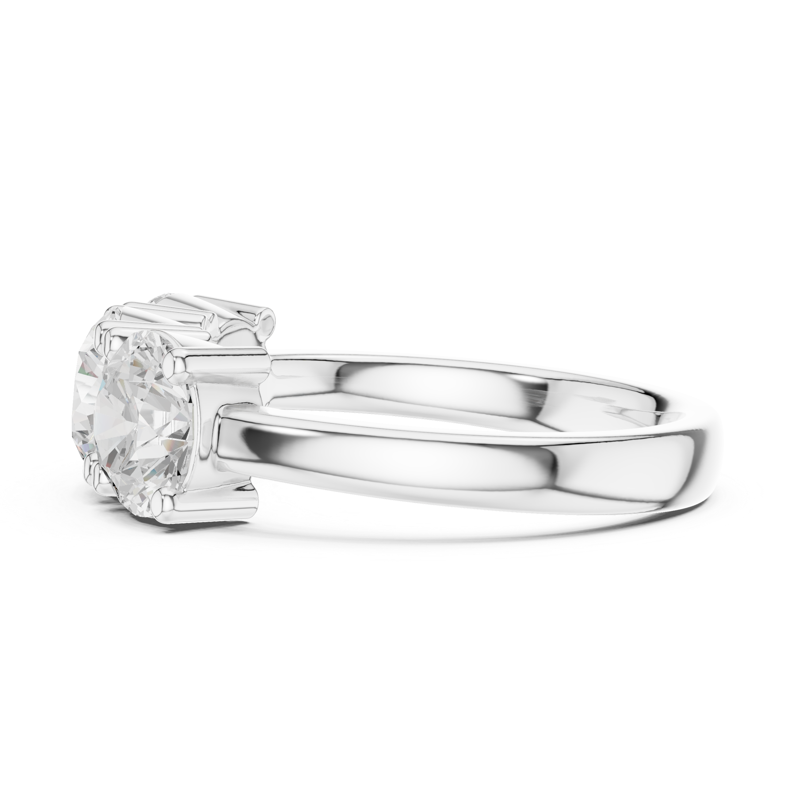 Round Brilliant Three Stone Engagement Ring