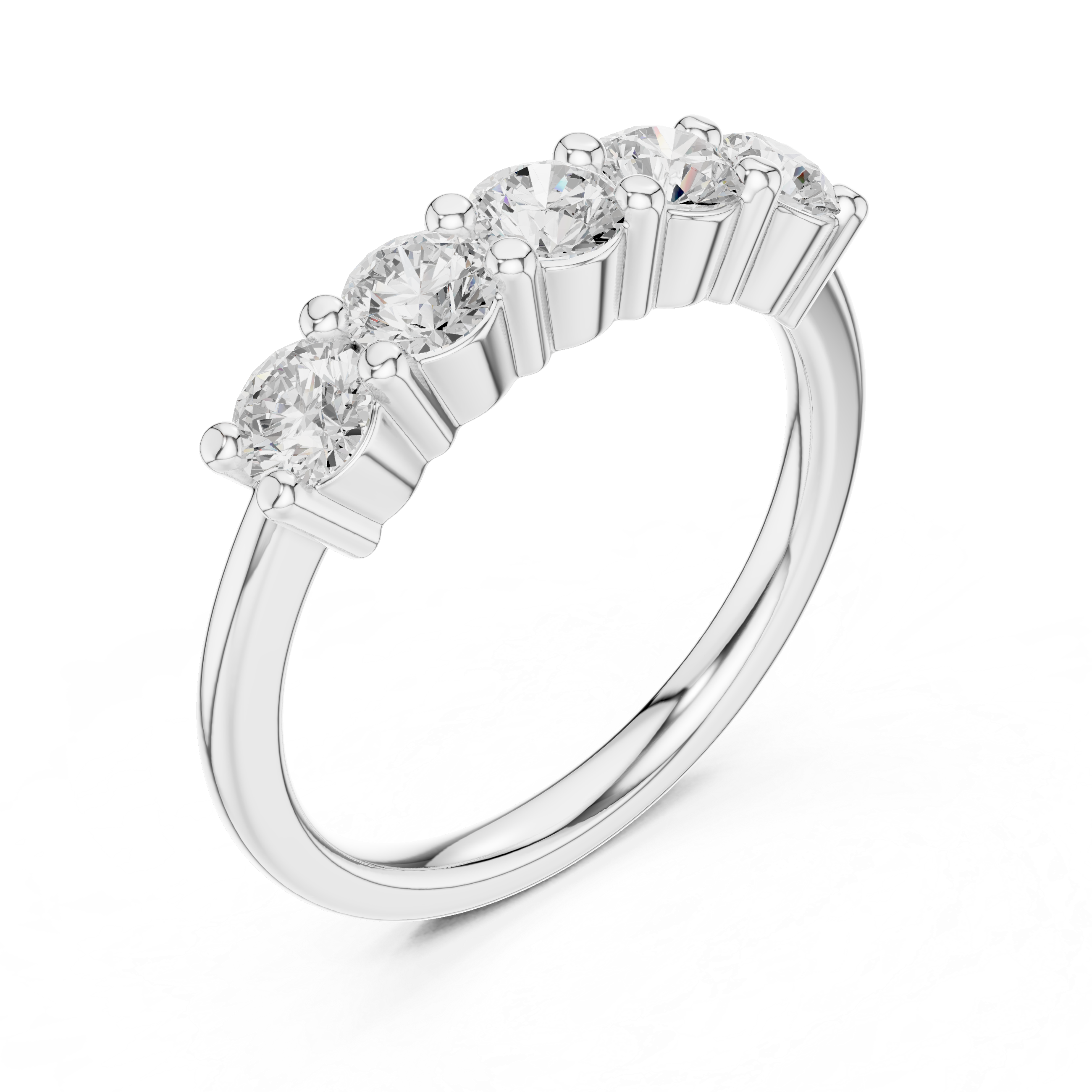 Round Diamond Five Stone Engagement Ring