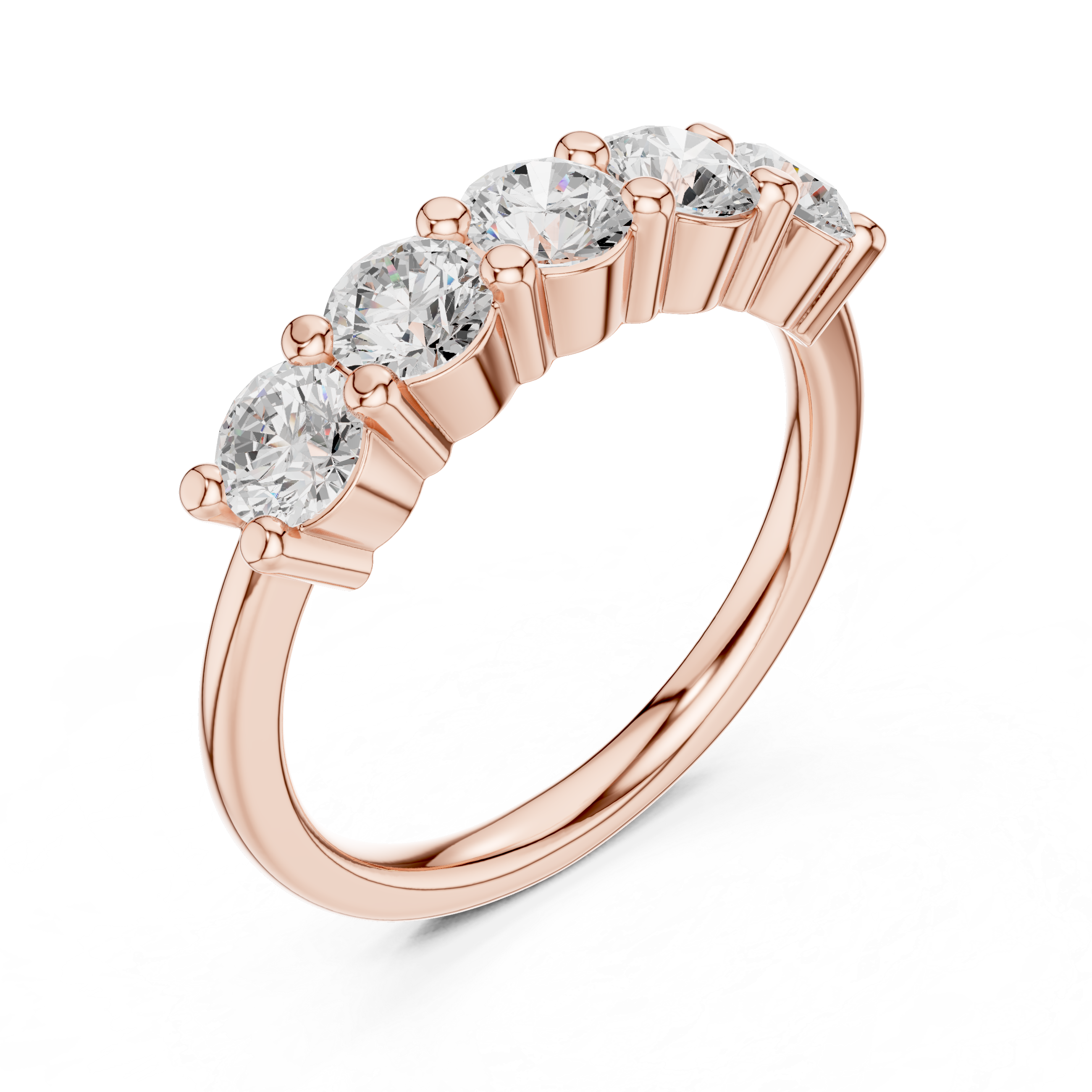 Round Diamond Five Stone Engagement Ring