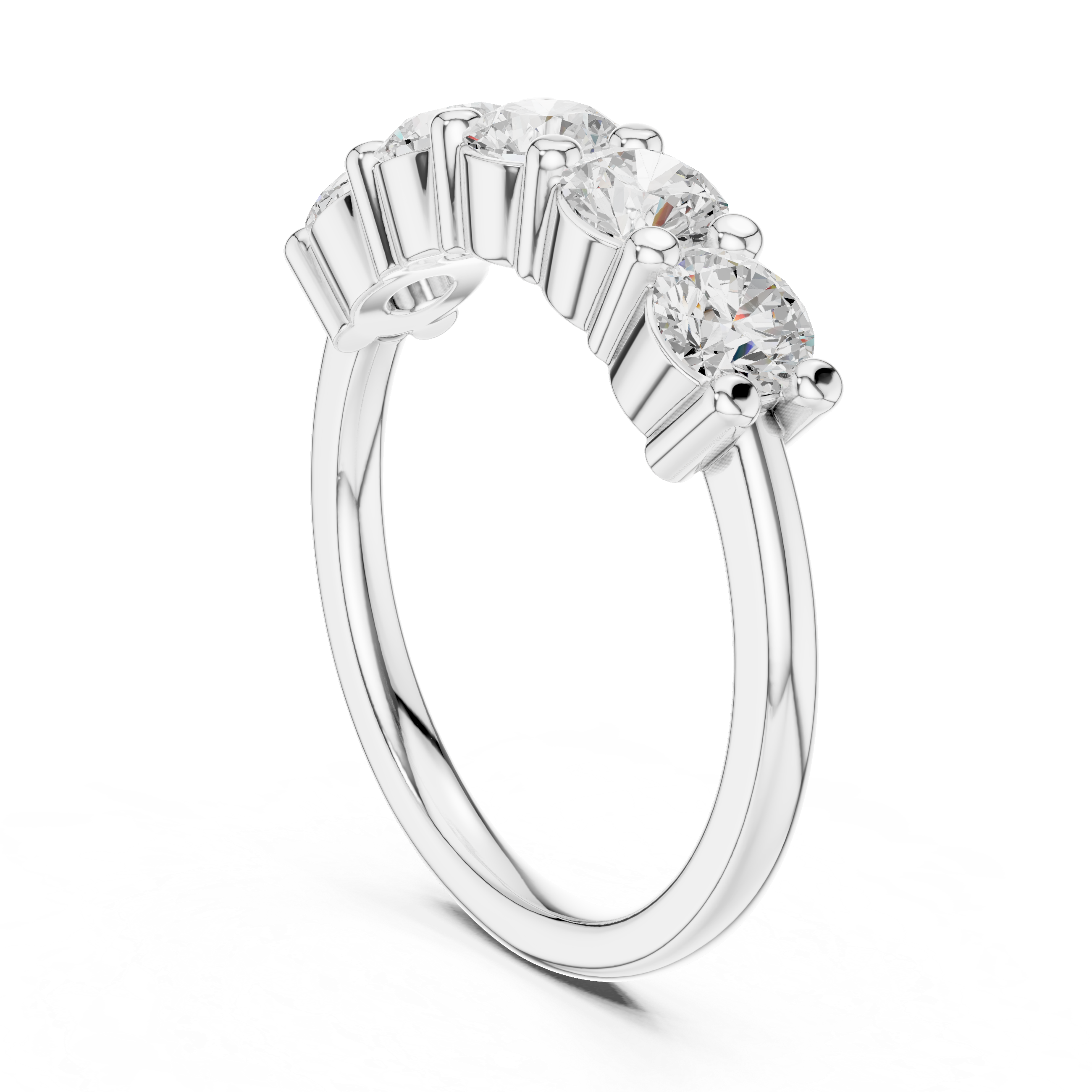 Round Diamond Five Stone Engagement Ring