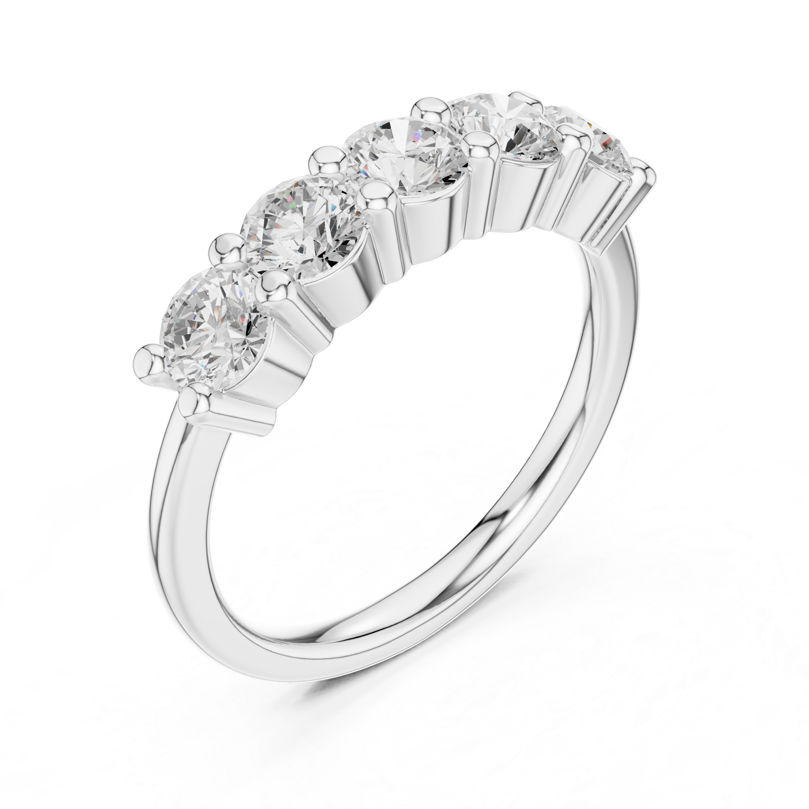 Round Diamond Five Stone Engagement Ring