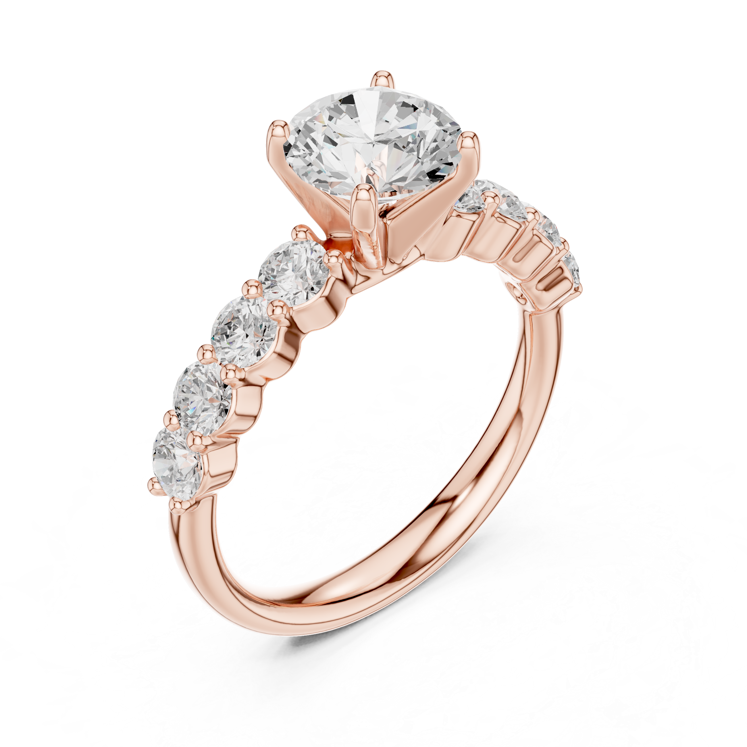 Round Three Stone Diamond Engagement Ring