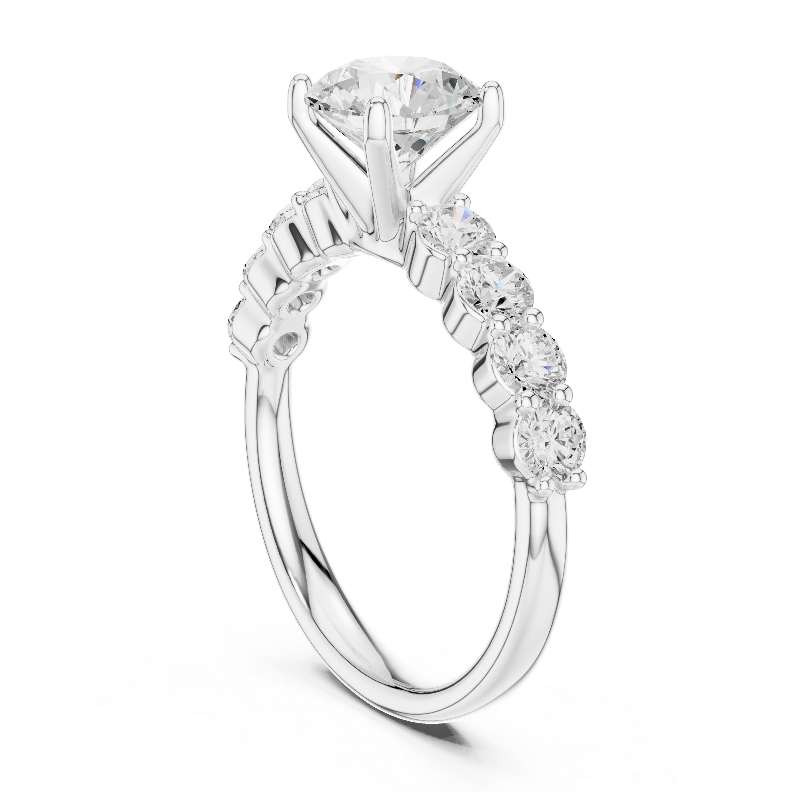 Round Three Stone Diamond Engagement Ring