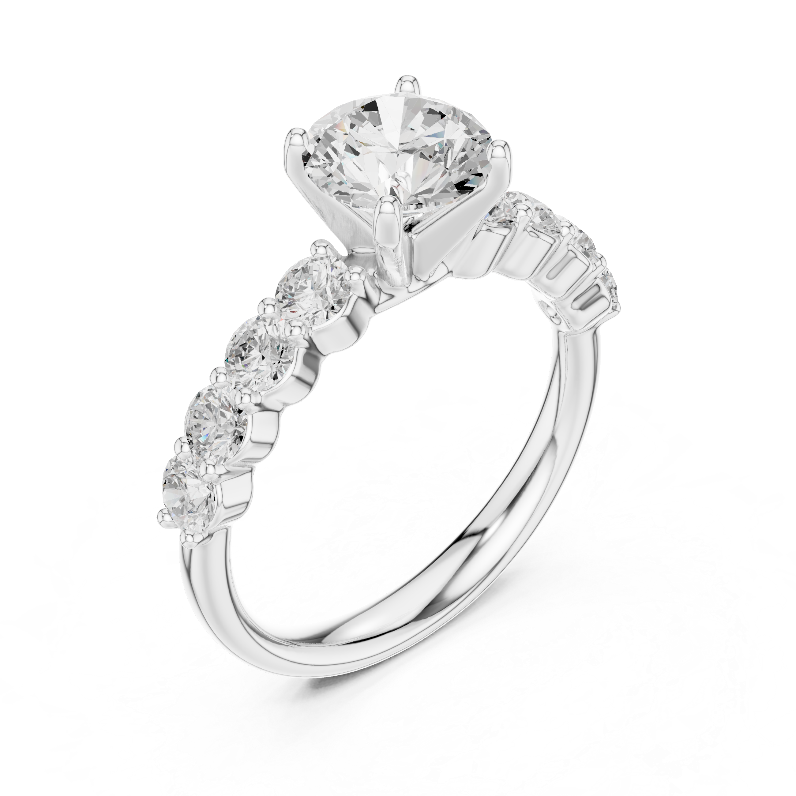 Round Three Stone Diamond Engagement Ring