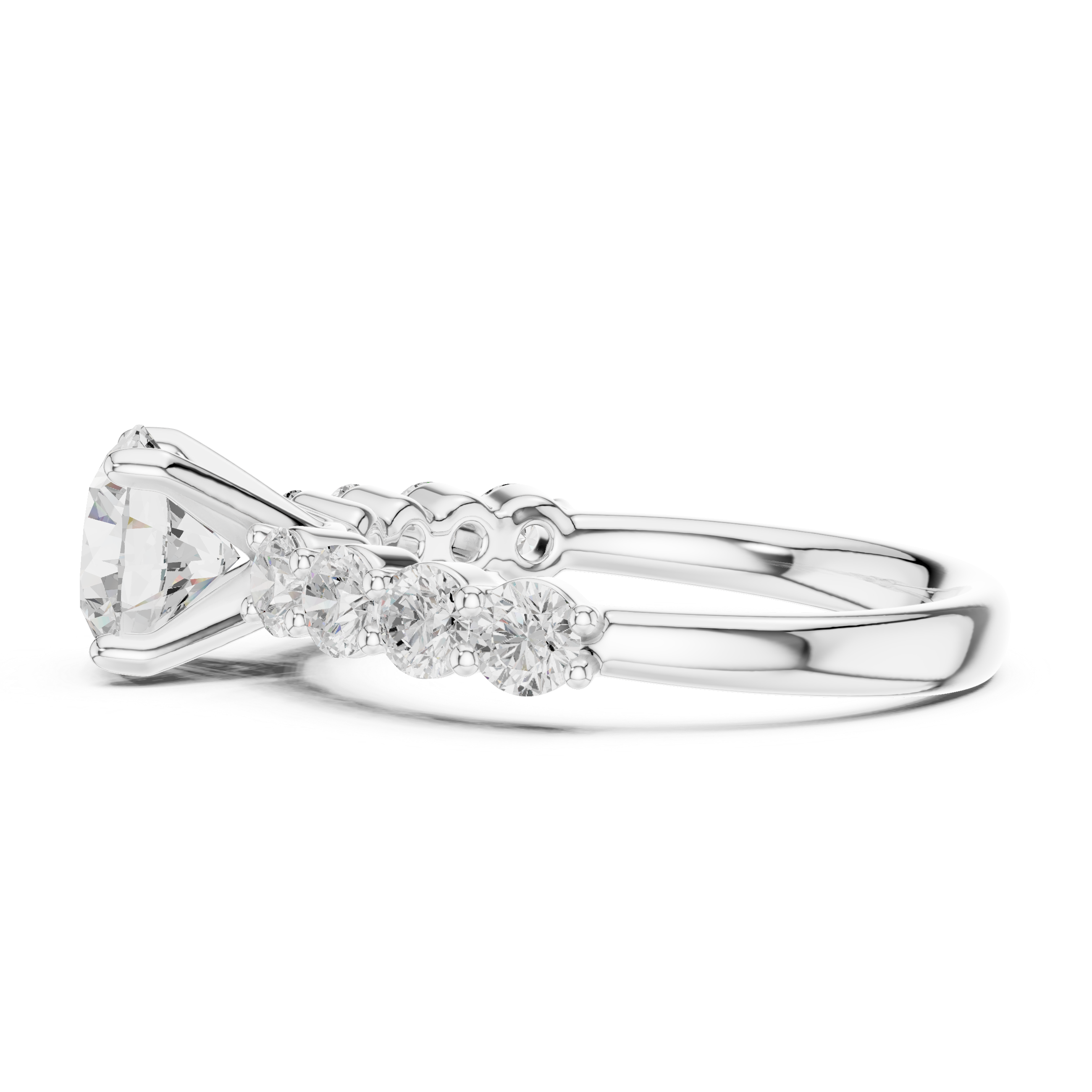 Round Three Stone Diamond Engagement Ring