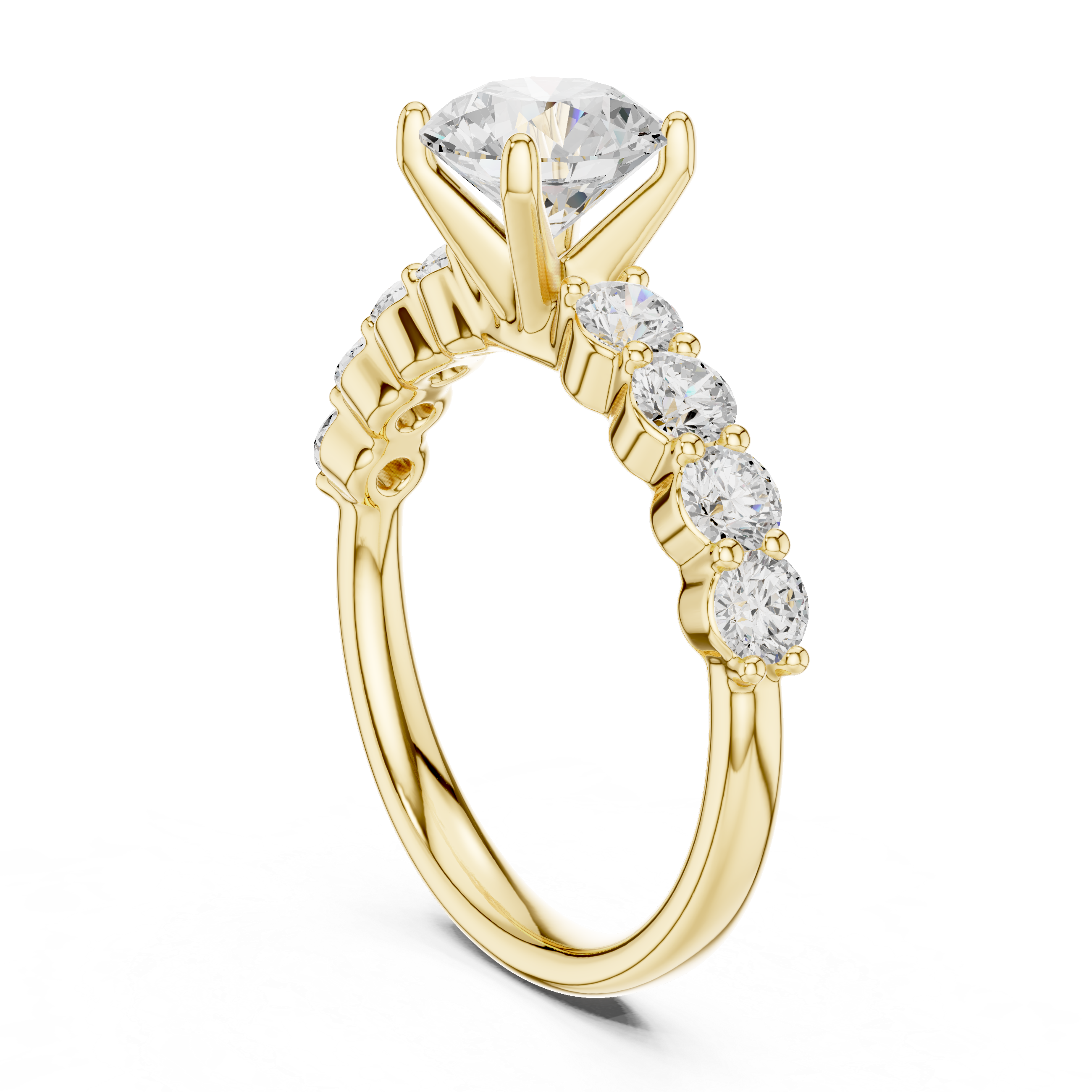 Round Three Stone Diamond Engagement Ring