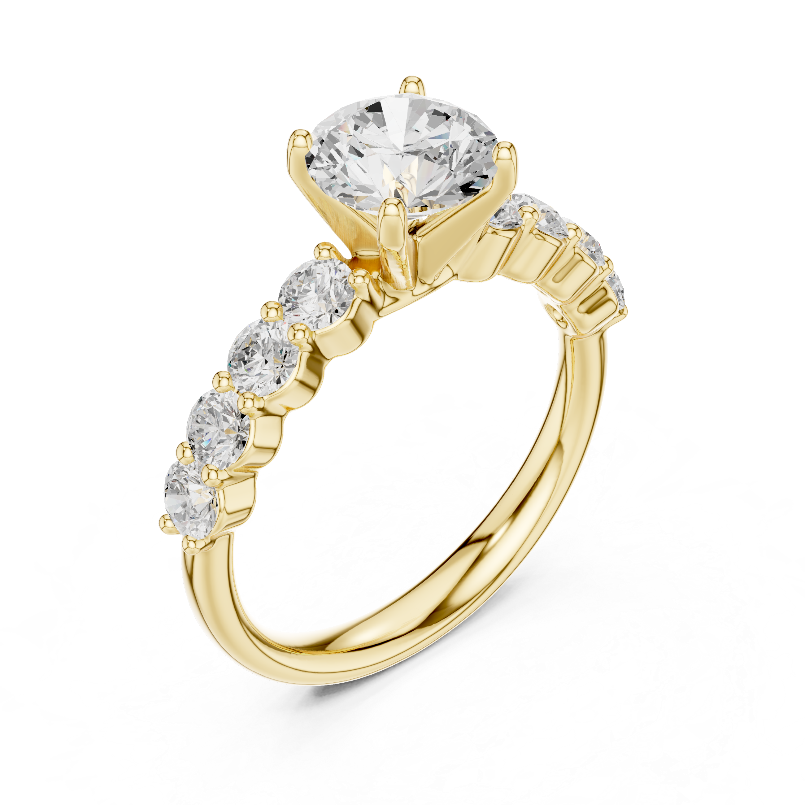 Round Three Stone Diamond Engagement Ring