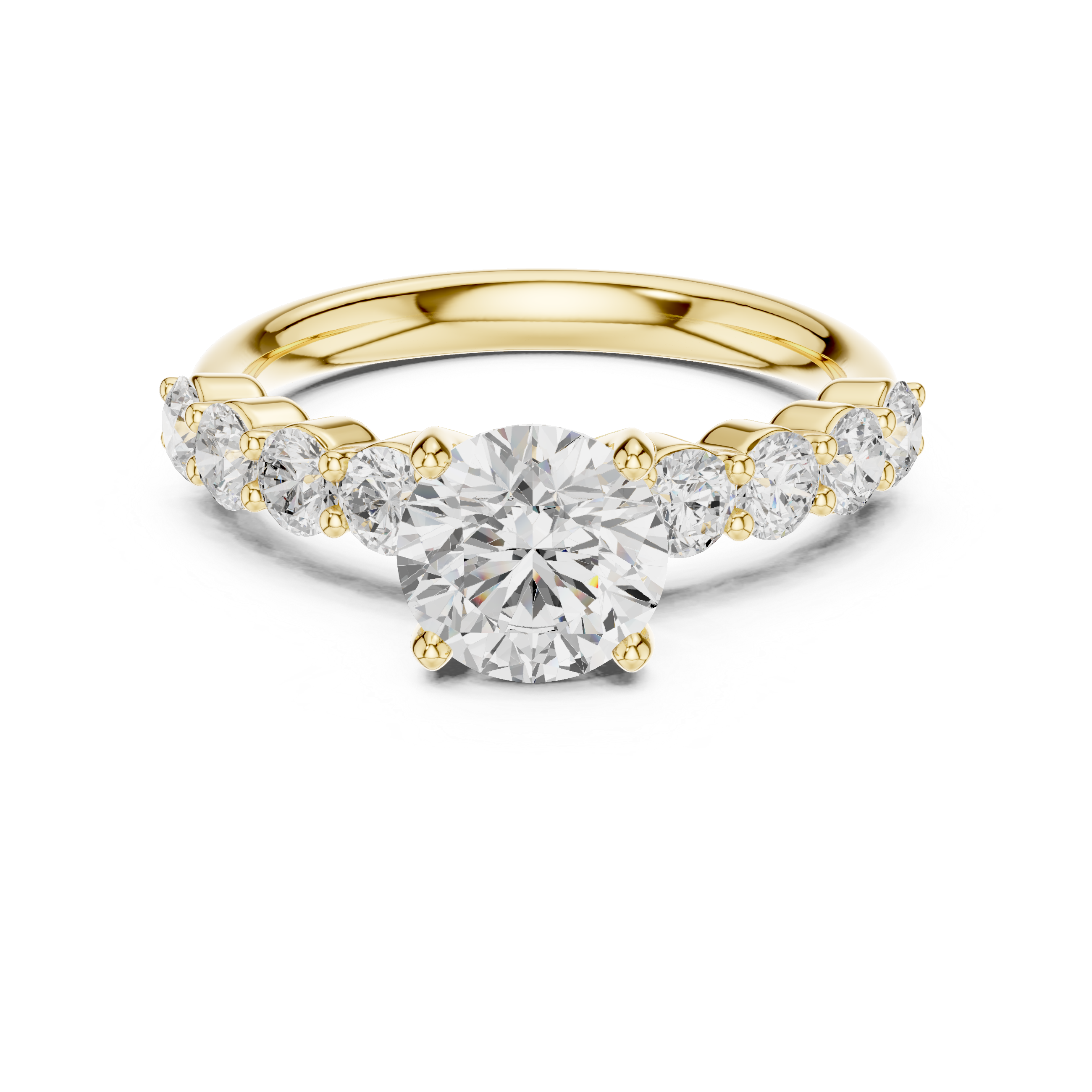 Round Three Stone Diamond Engagement Ring