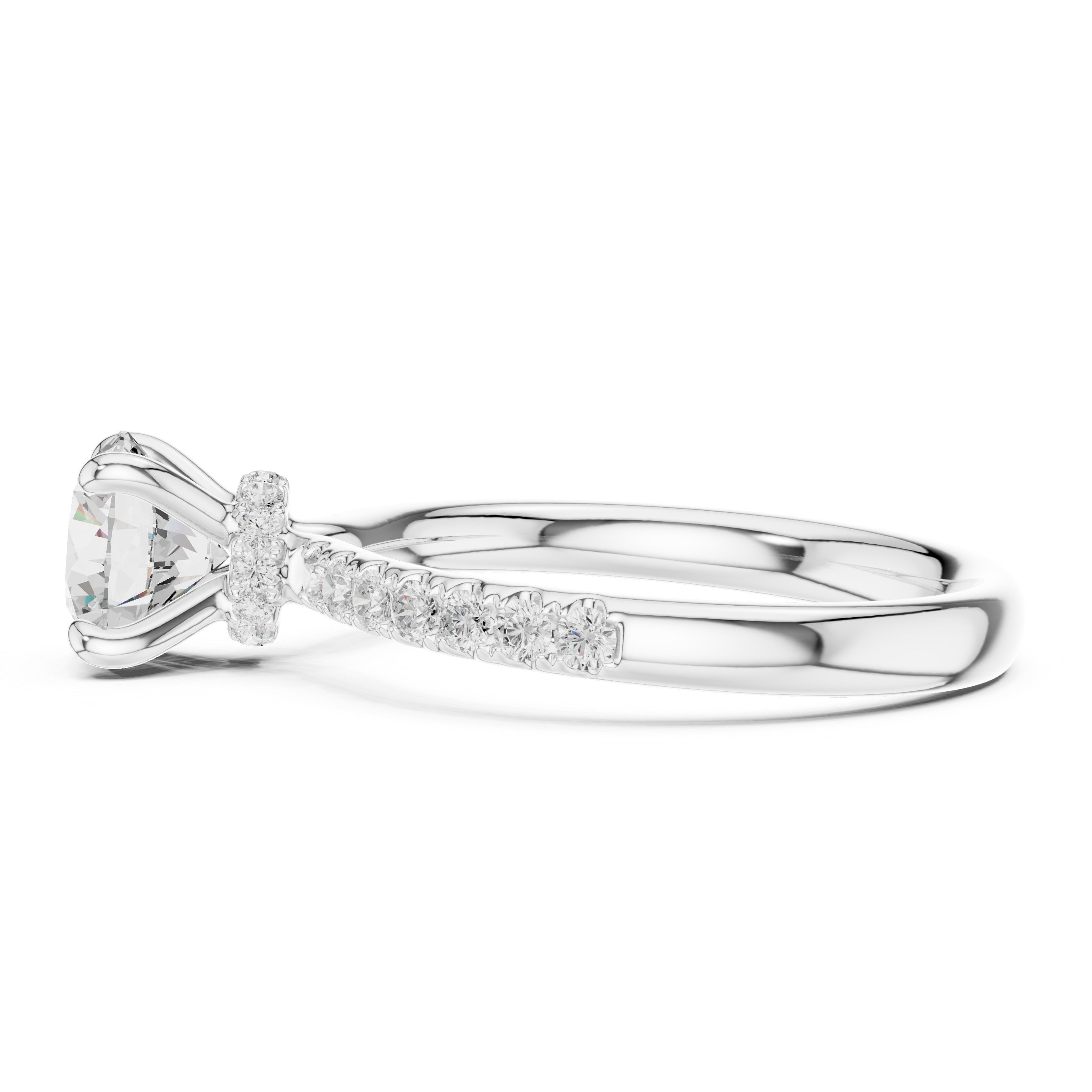 Hidden Halo Pavé Solitaire Engagement Ring