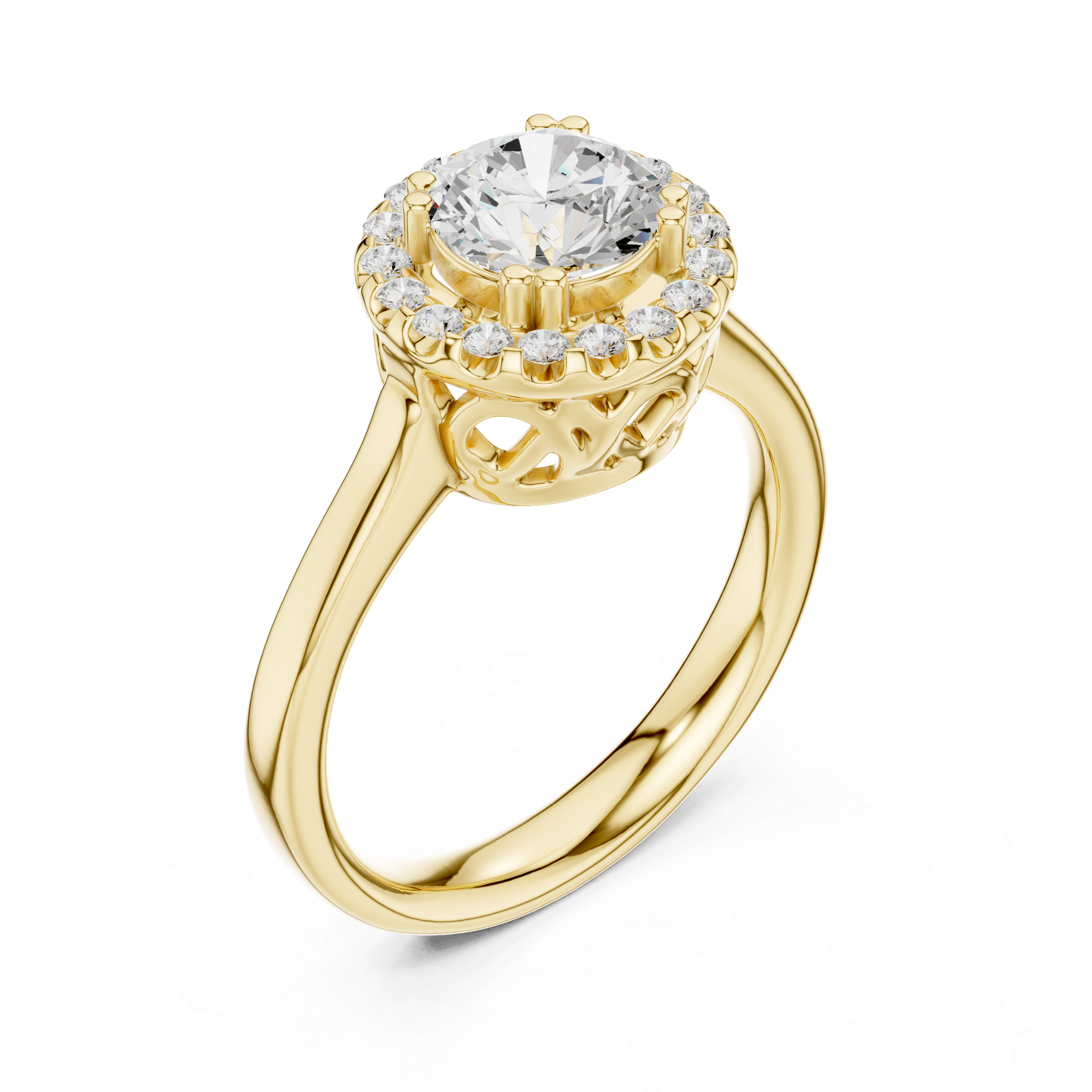 Round Halo Diamond Engagement Ring
