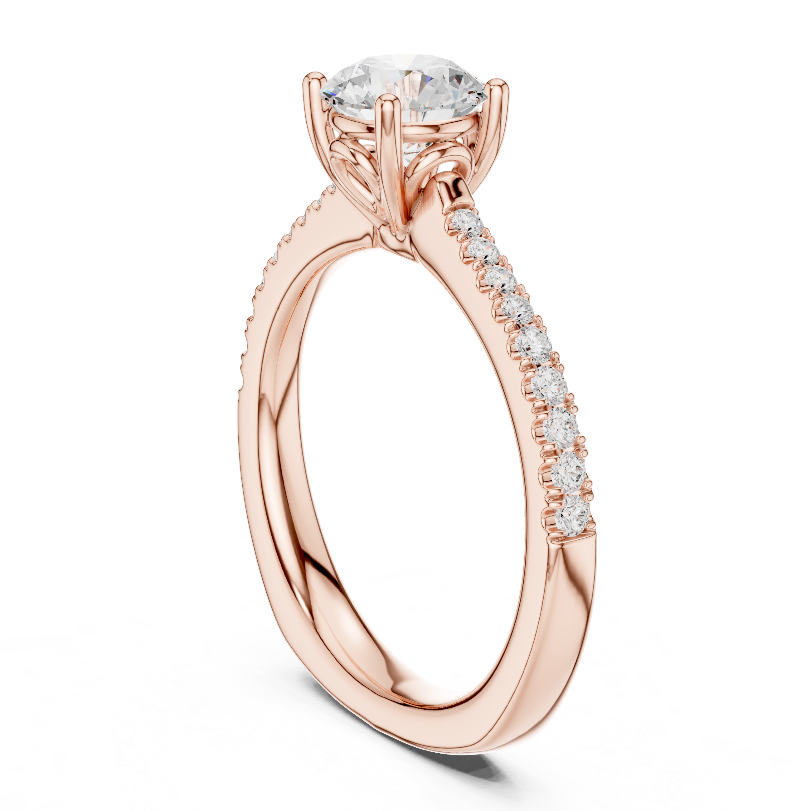 Pavé Diamond Solitaire Engagement Ring