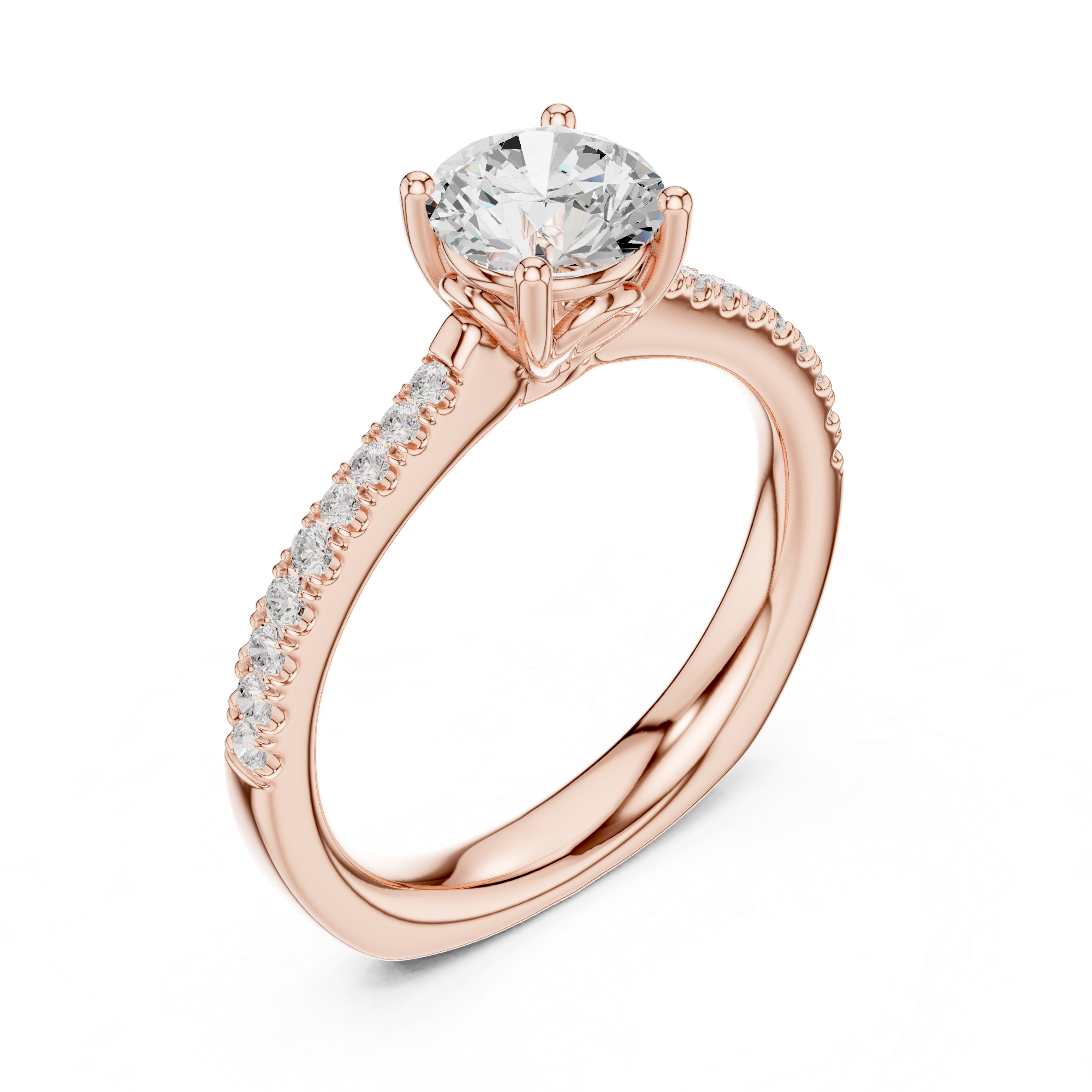 Pavé Diamond Solitaire Engagement Ring