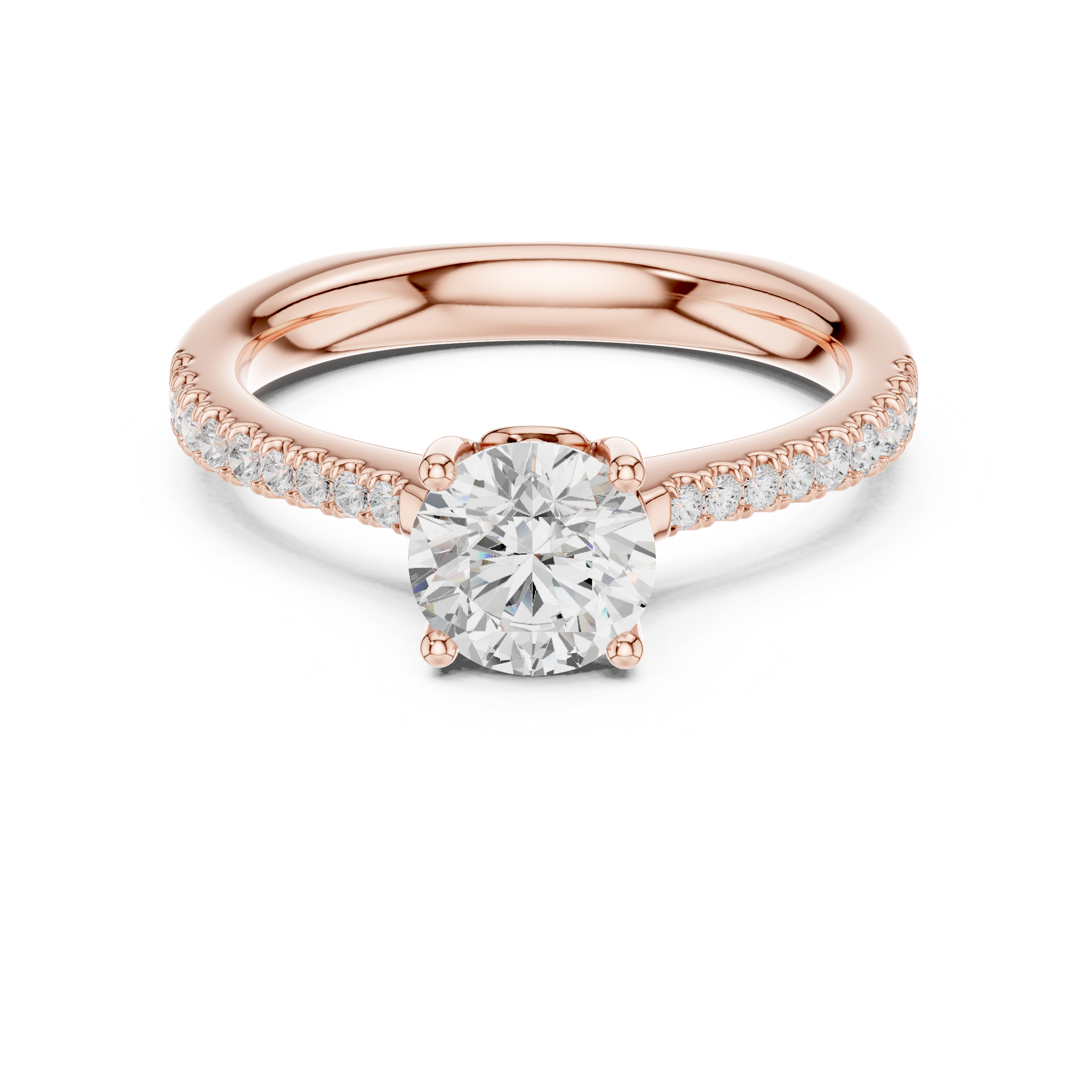 Pavé Diamond Solitaire Engagement Ring