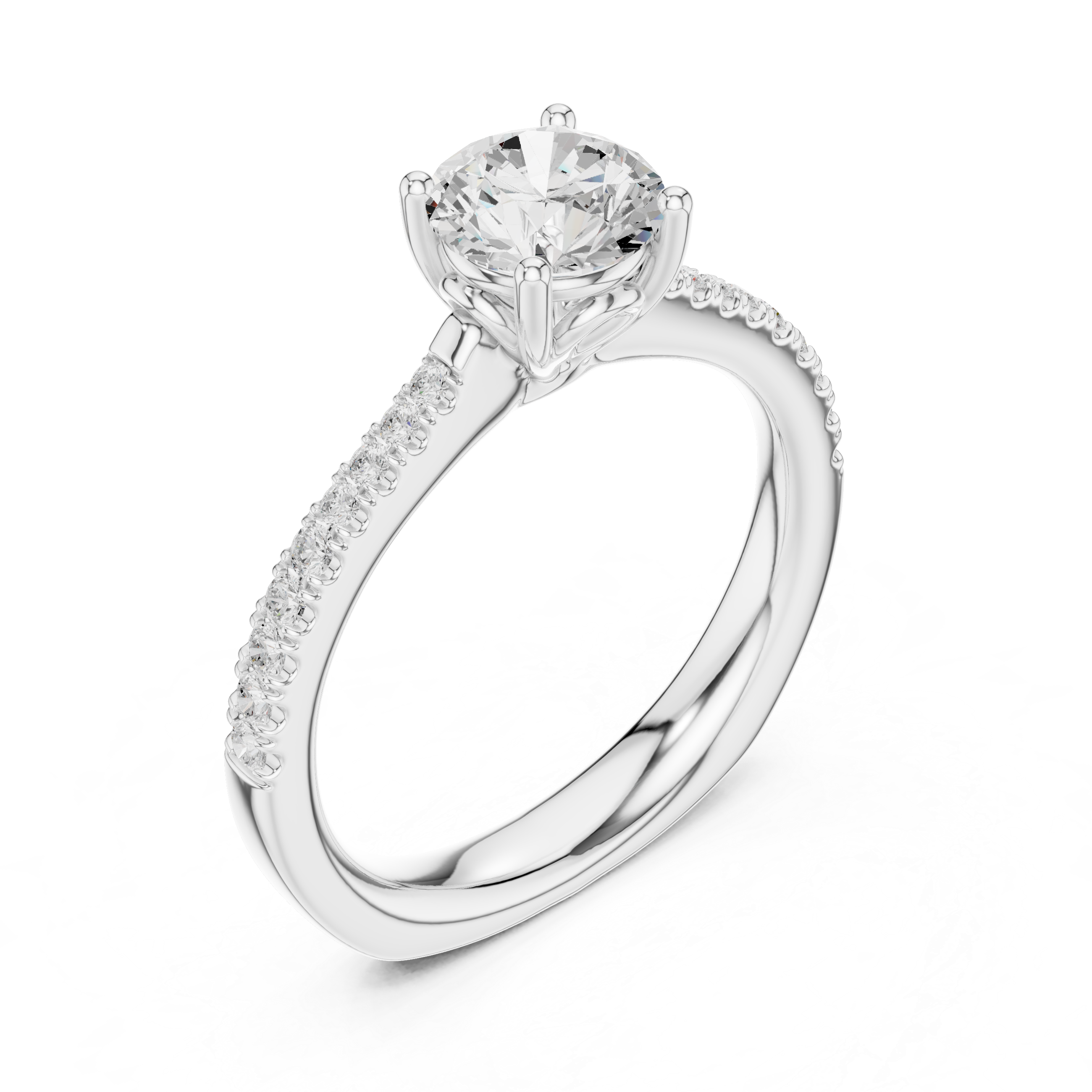 Pavé Diamond Solitaire Engagement Ring