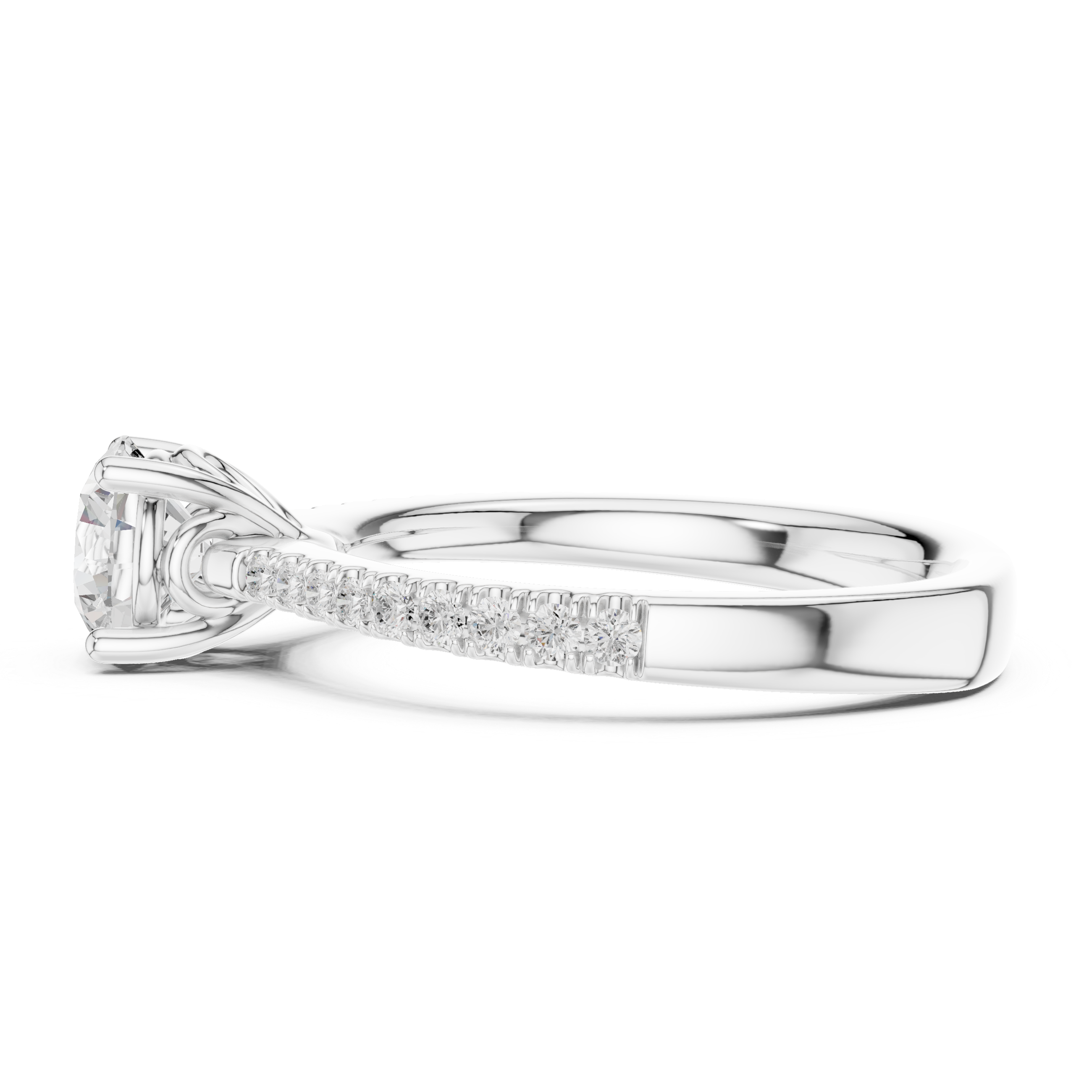 Pavé Diamond Solitaire Engagement Ring
