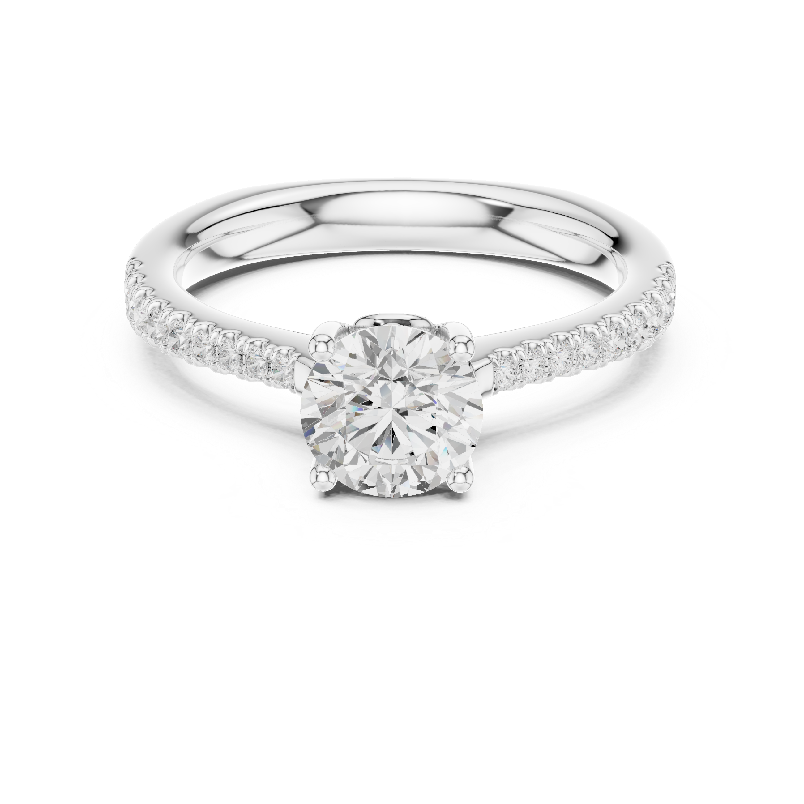 Pavé Diamond Solitaire Engagement Ring