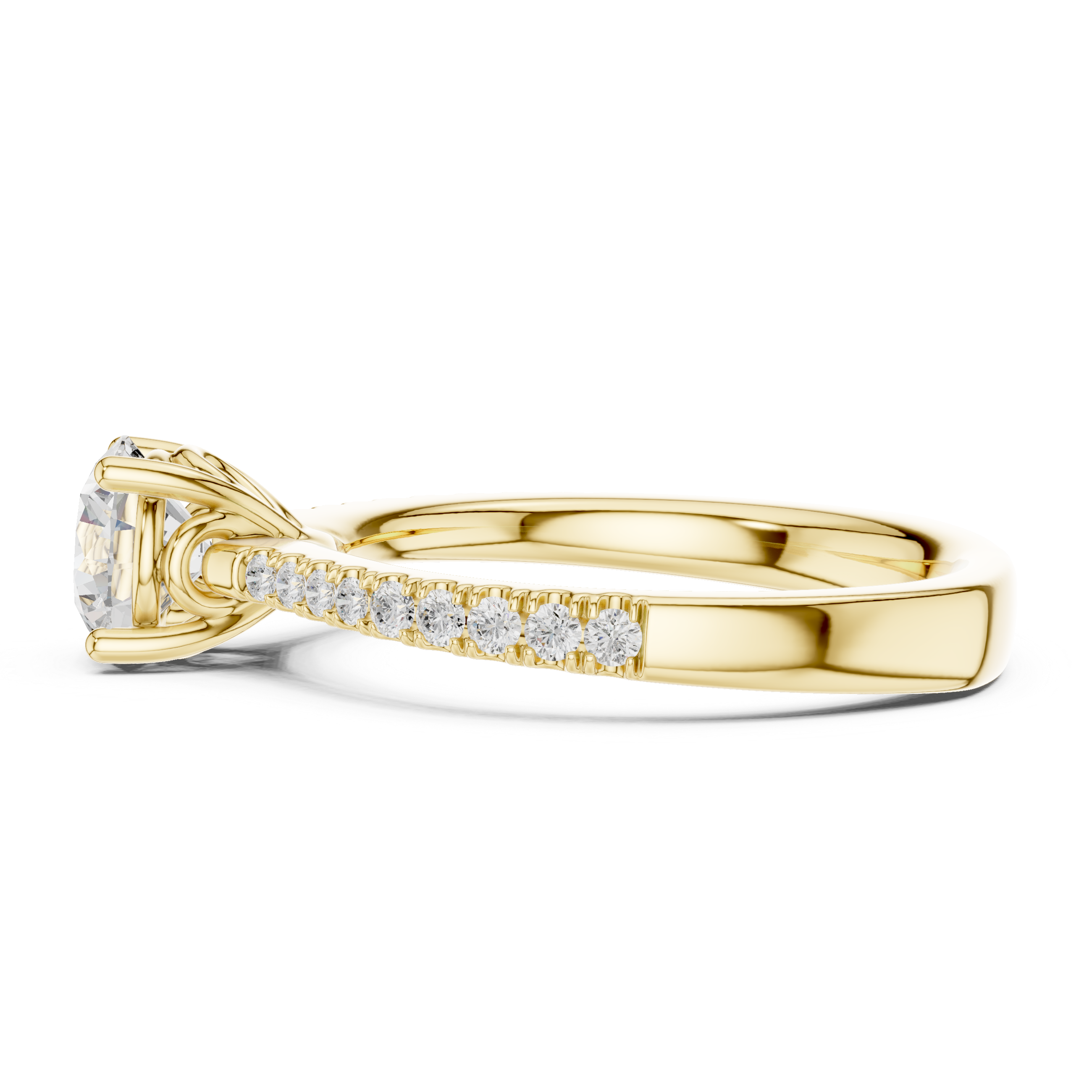 Pavé Diamond Solitaire Engagement Ring