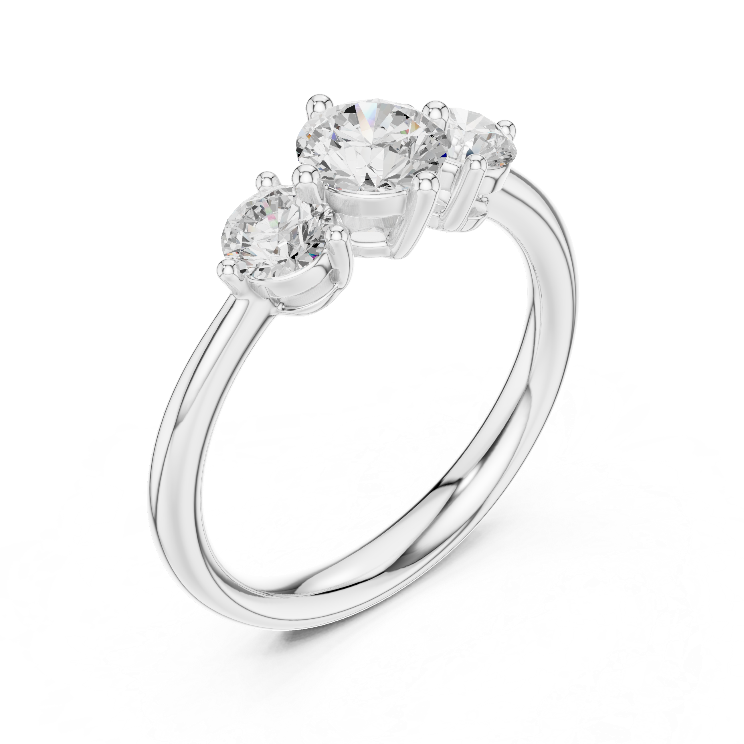 Three Stone Round Diamond Engagement Ring