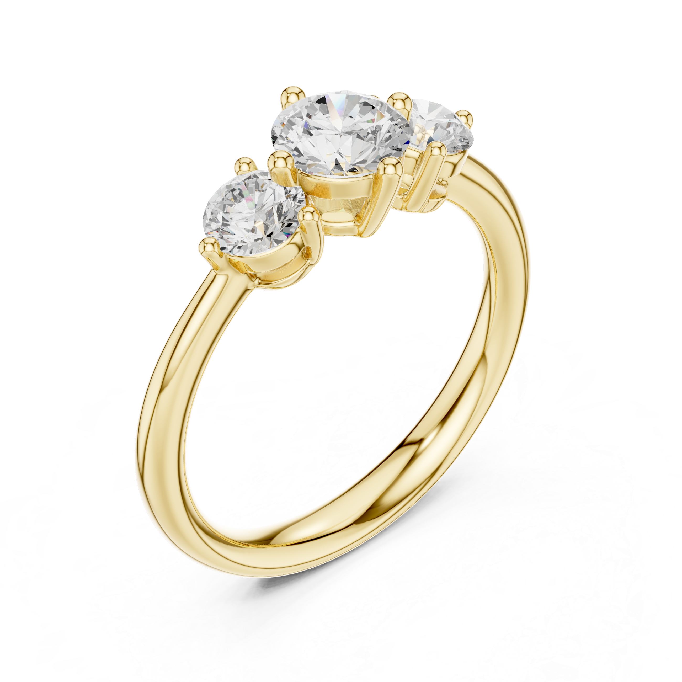 Three Stone Round Diamond Engagement Ring