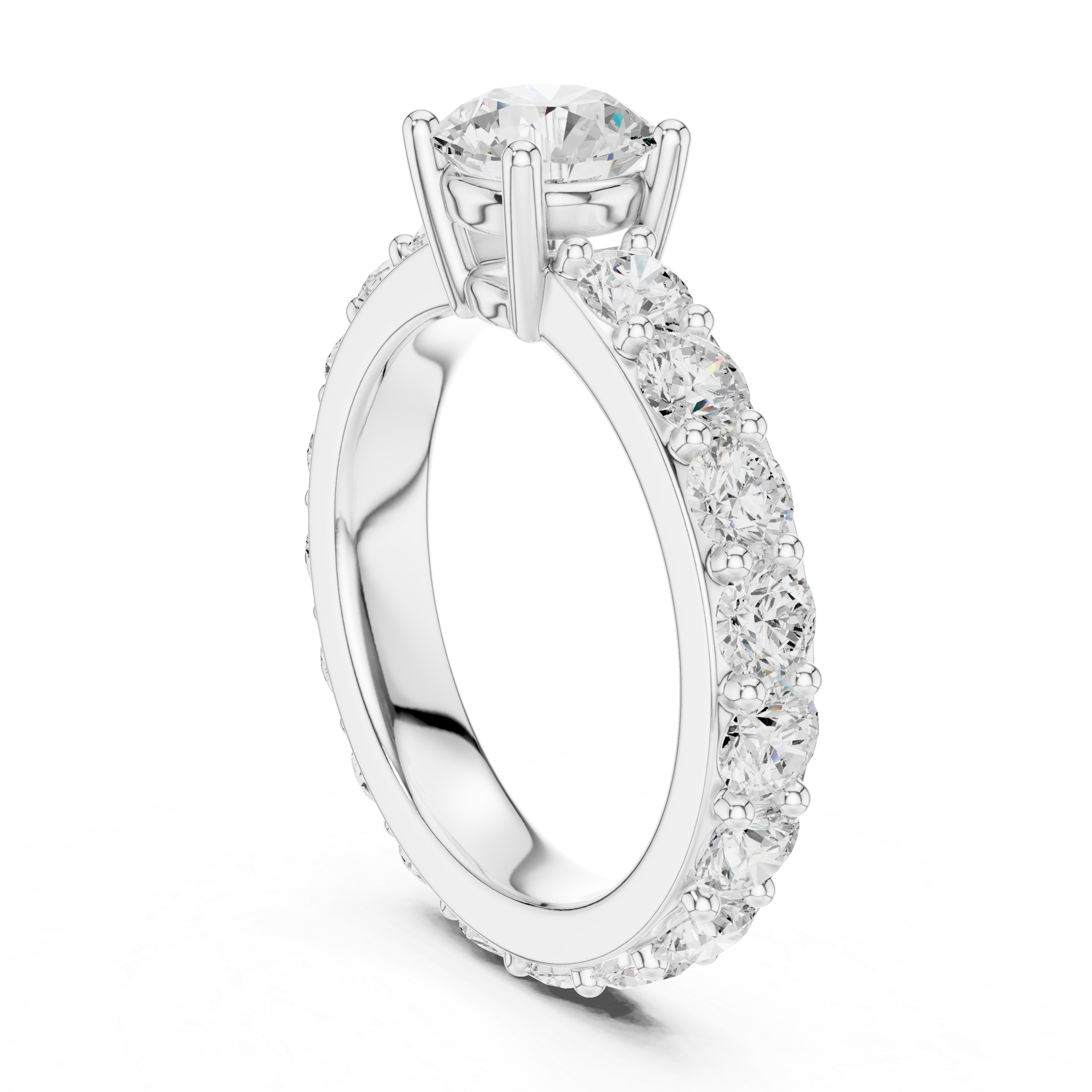 Round Diamond Pavé Engagement Ring