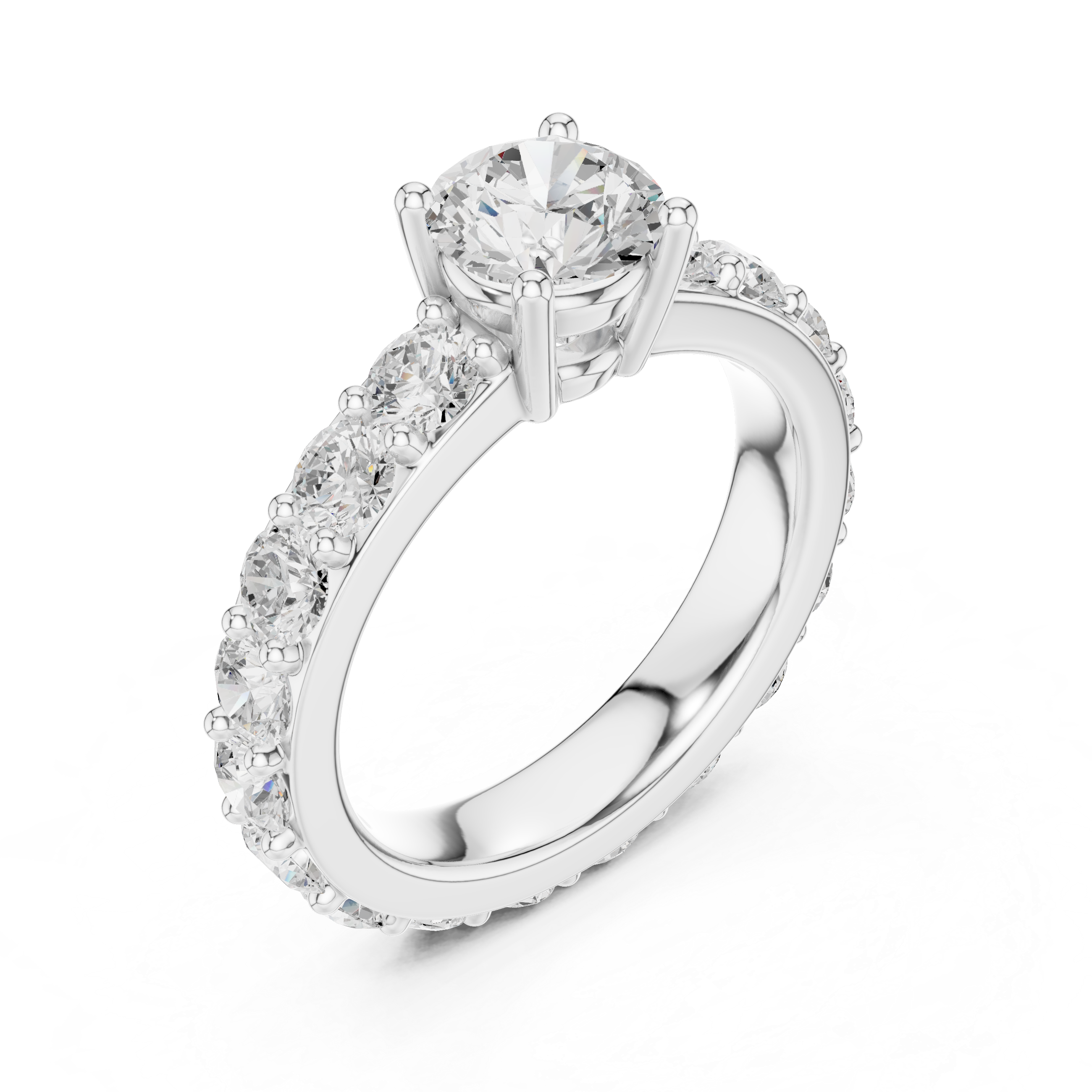 Round Diamond Pavé Engagement Ring