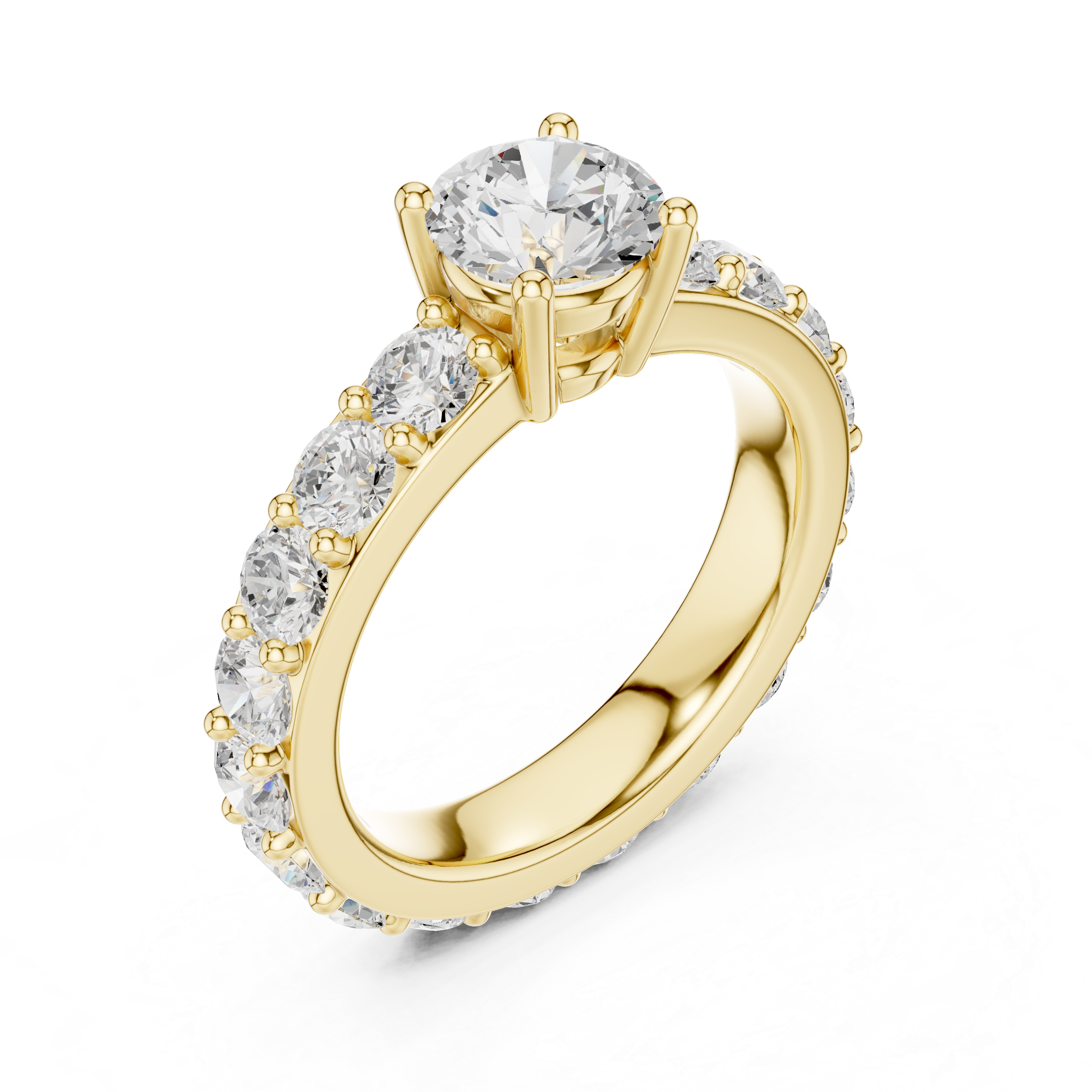Round Diamond Pavé Engagement Ring