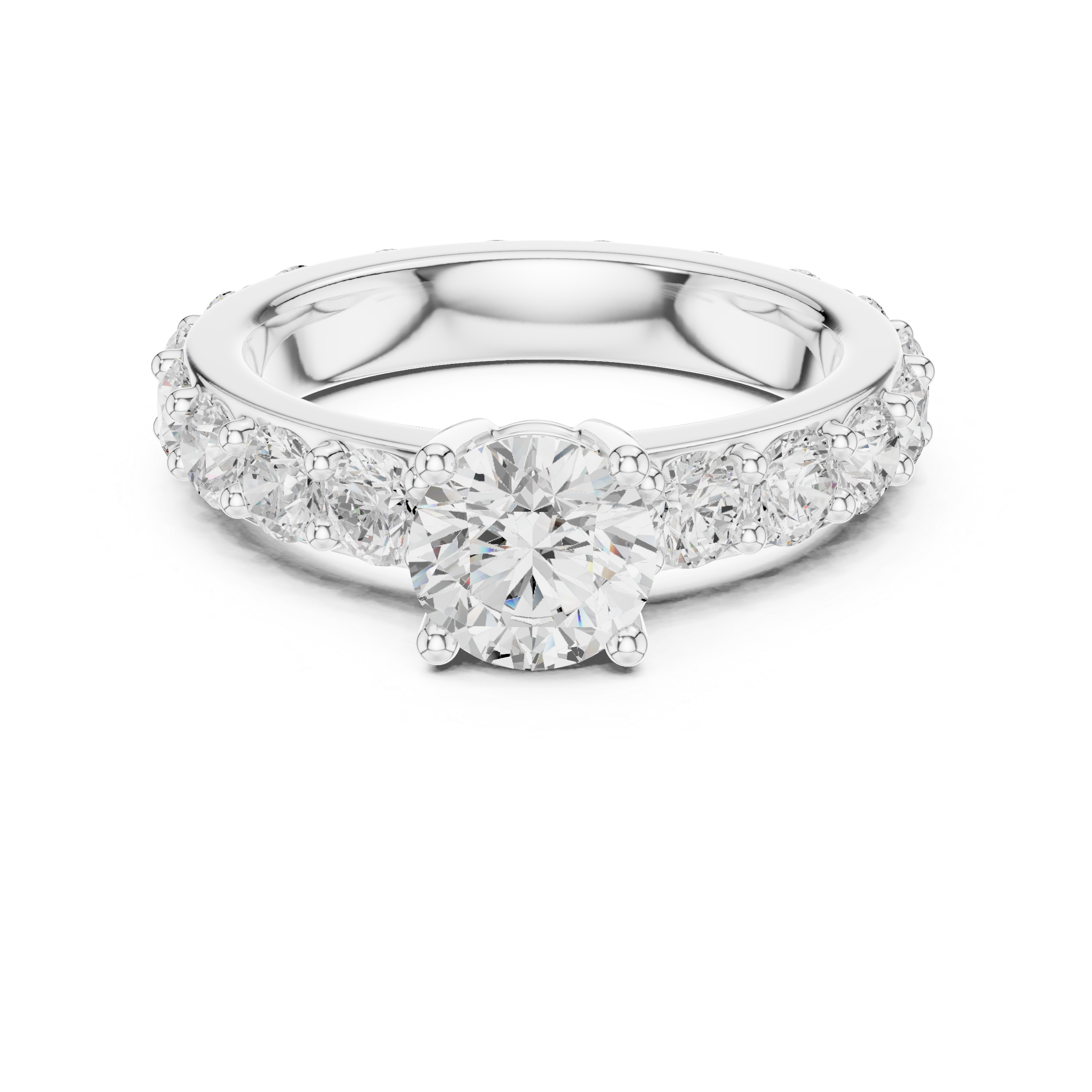 Round Diamond Pavé Engagement Ring