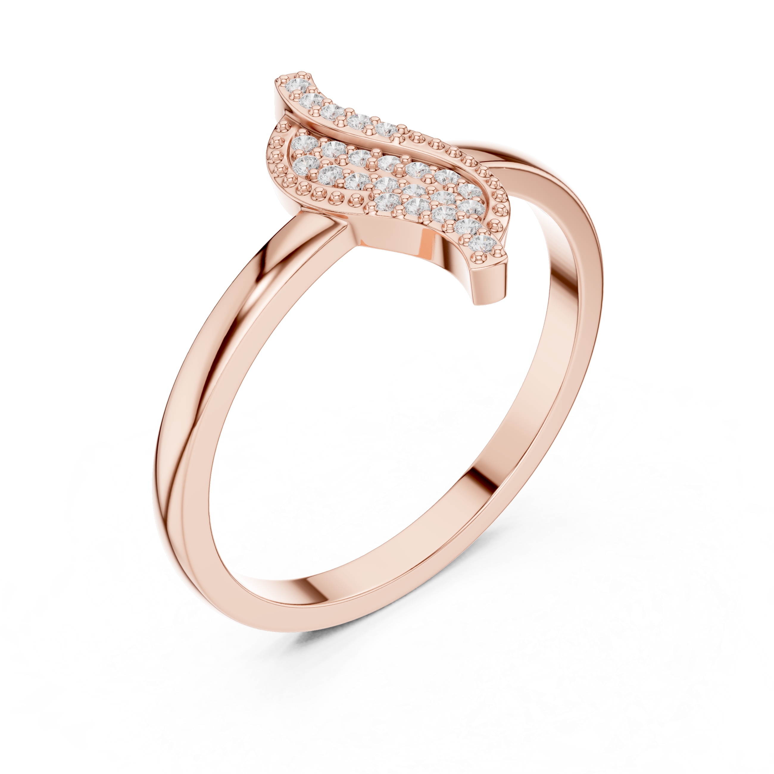 Leaf Pave Diamond Ring