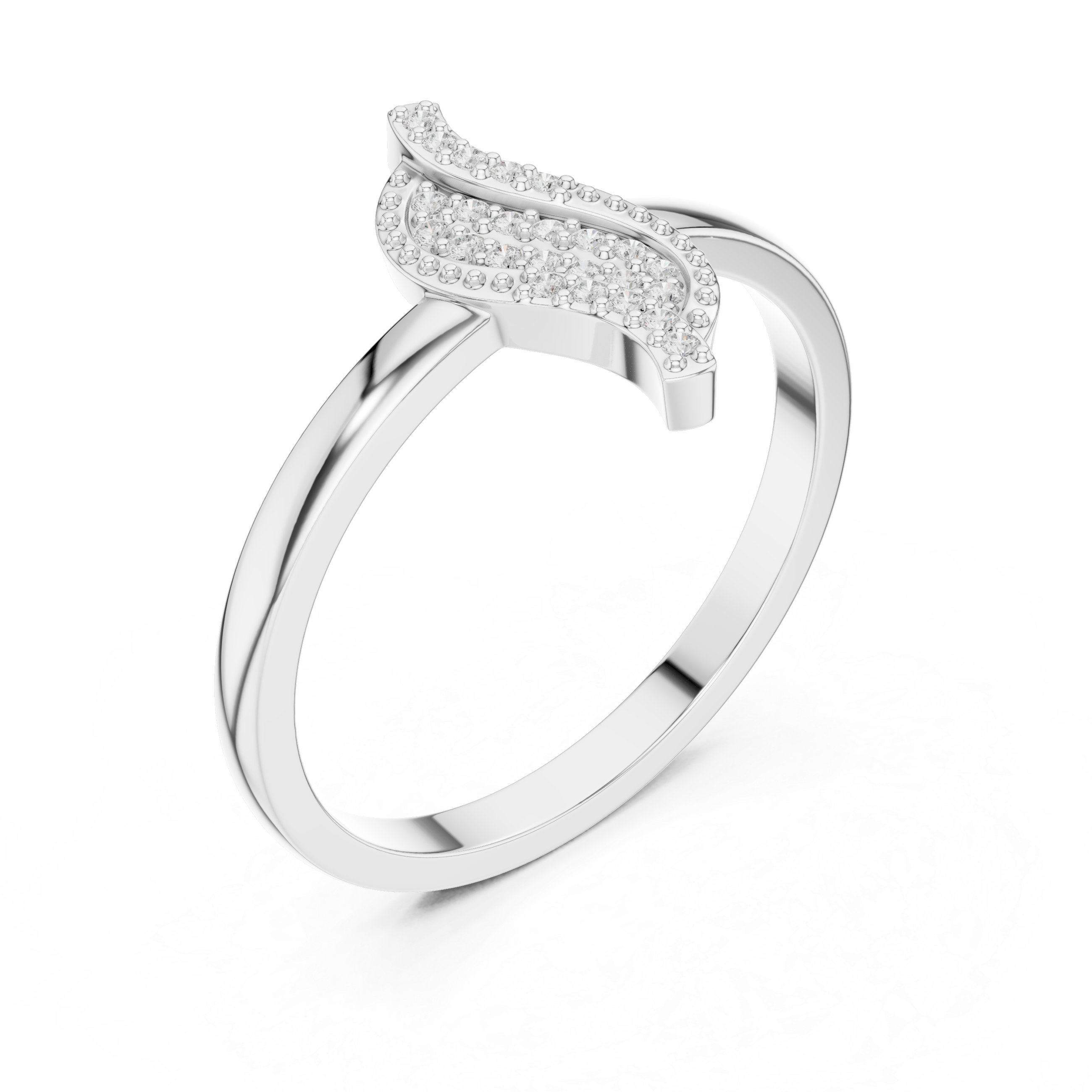 Leaf Pave Diamond Ring