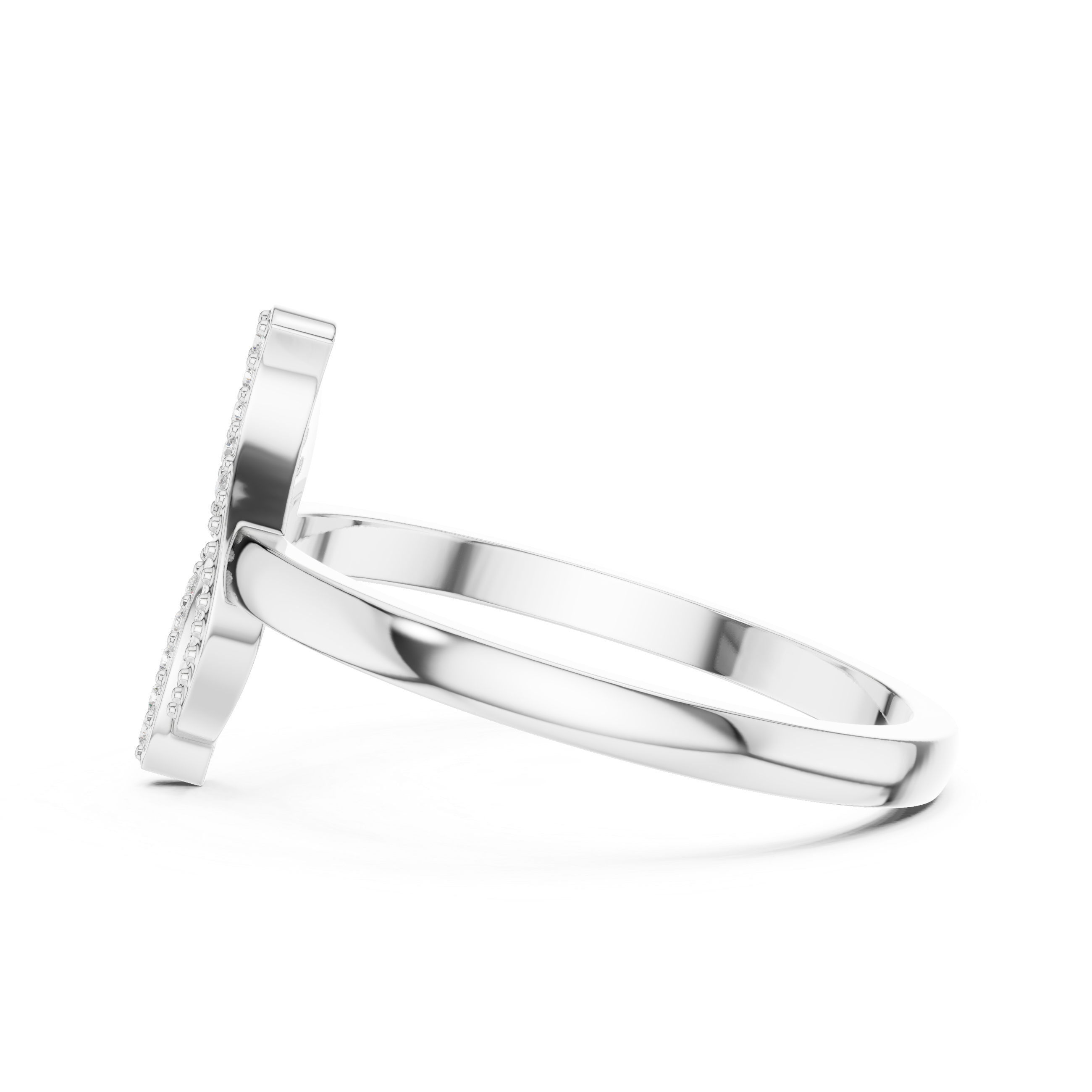 Leaf Pave Diamond Ring