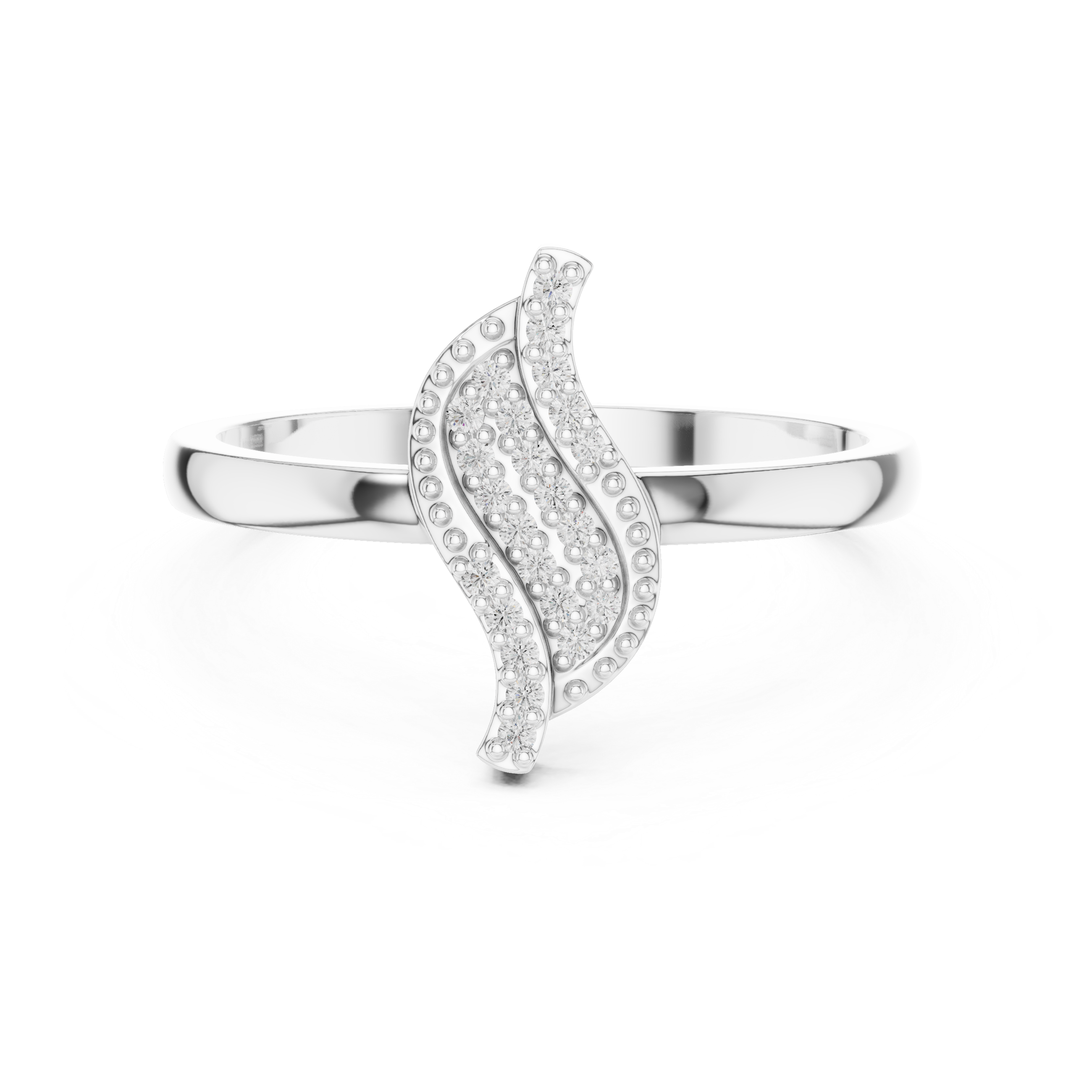 Leaf Pave Diamond Ring