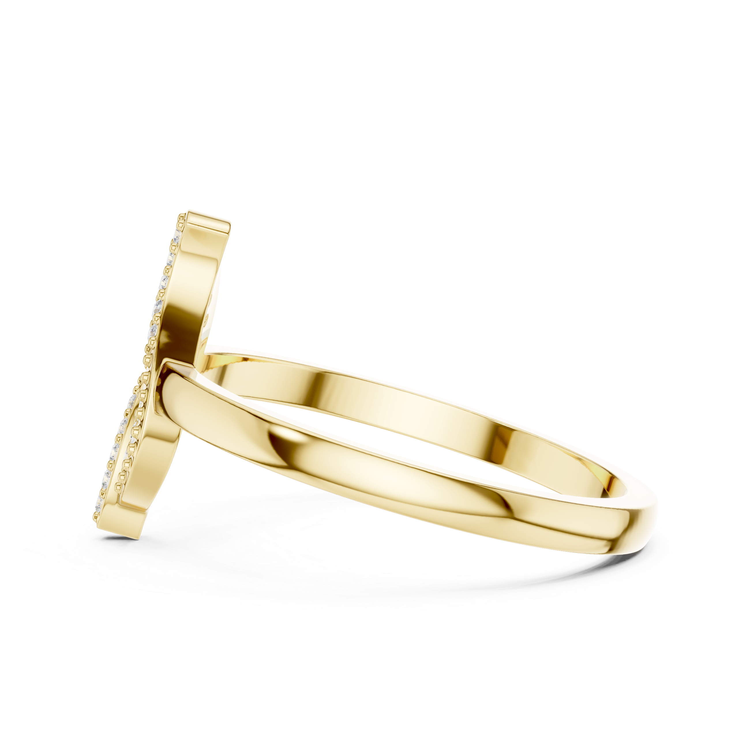 Leaf Pave Diamond Ring
