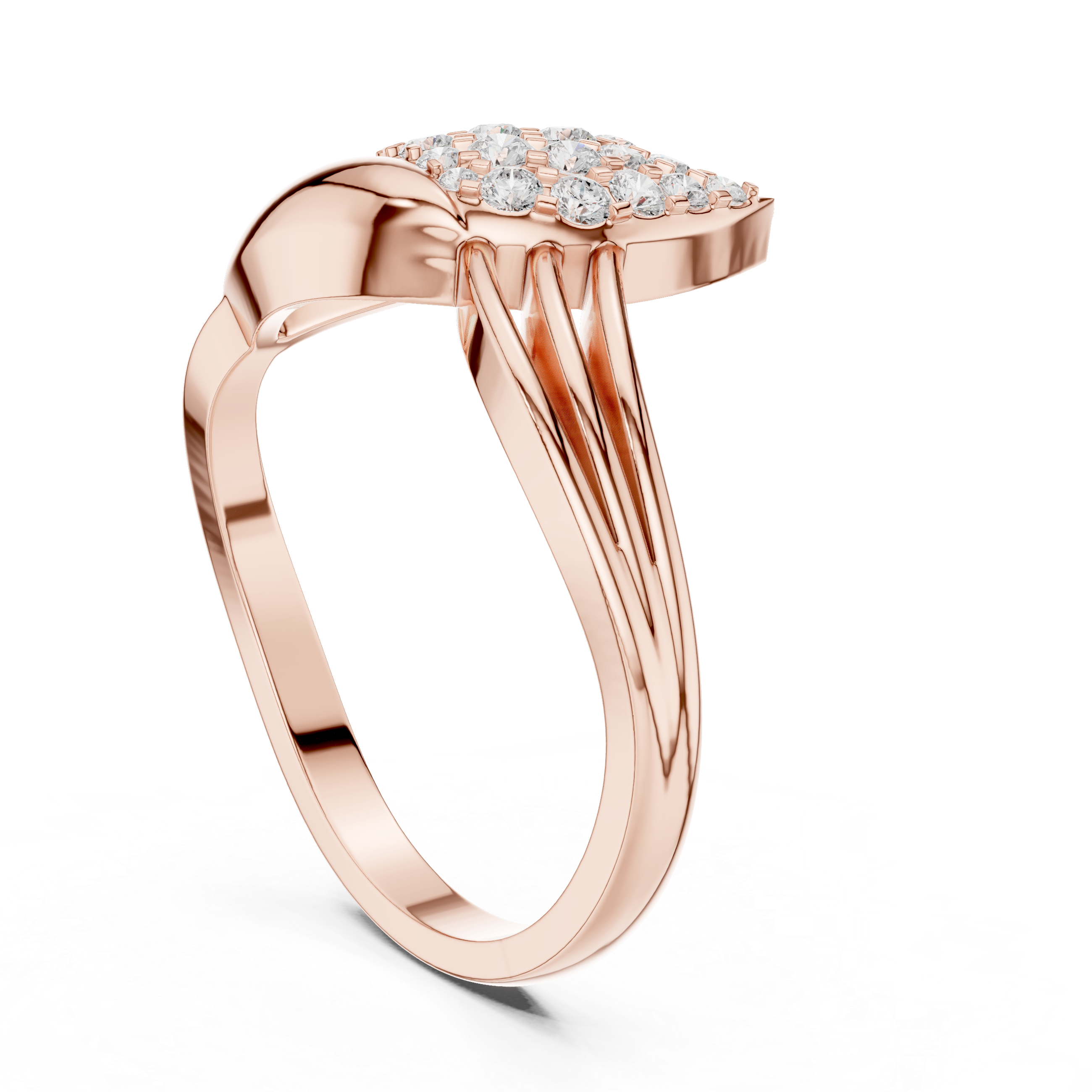 Leaf Pave Diamond Fashion Ring