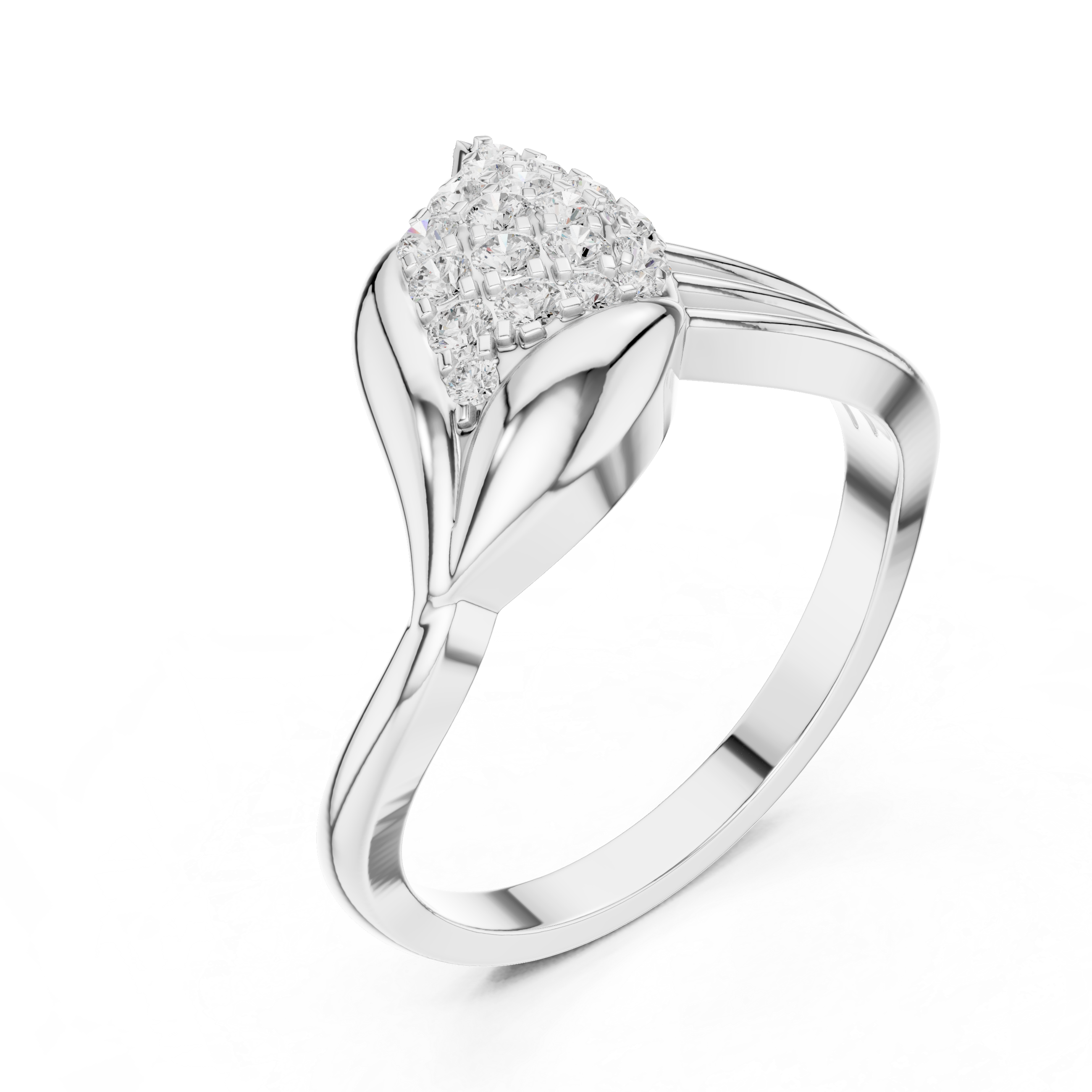 Leaf Pave Diamond Fashion Ring