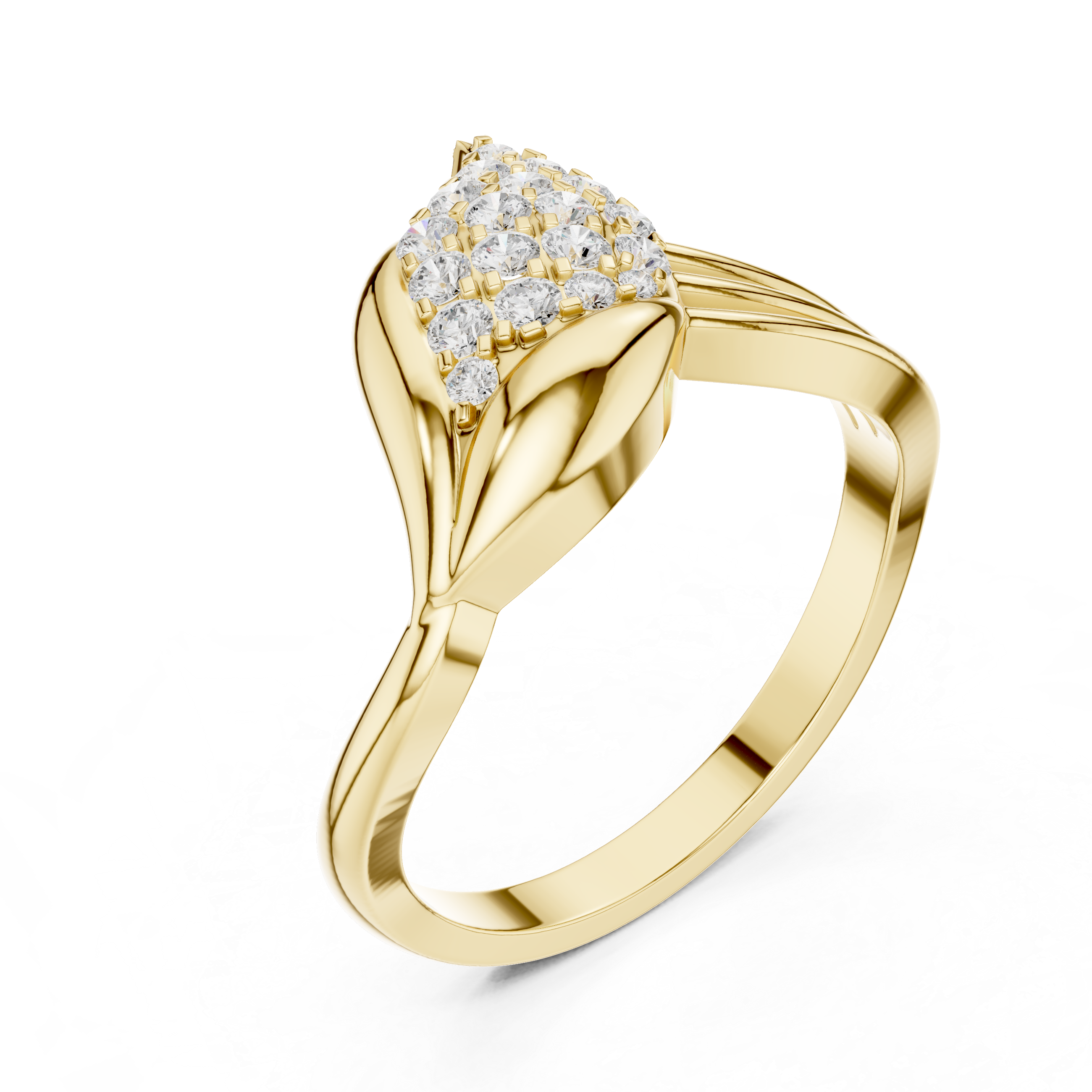 Leaf Pave Diamond Fashion Ring