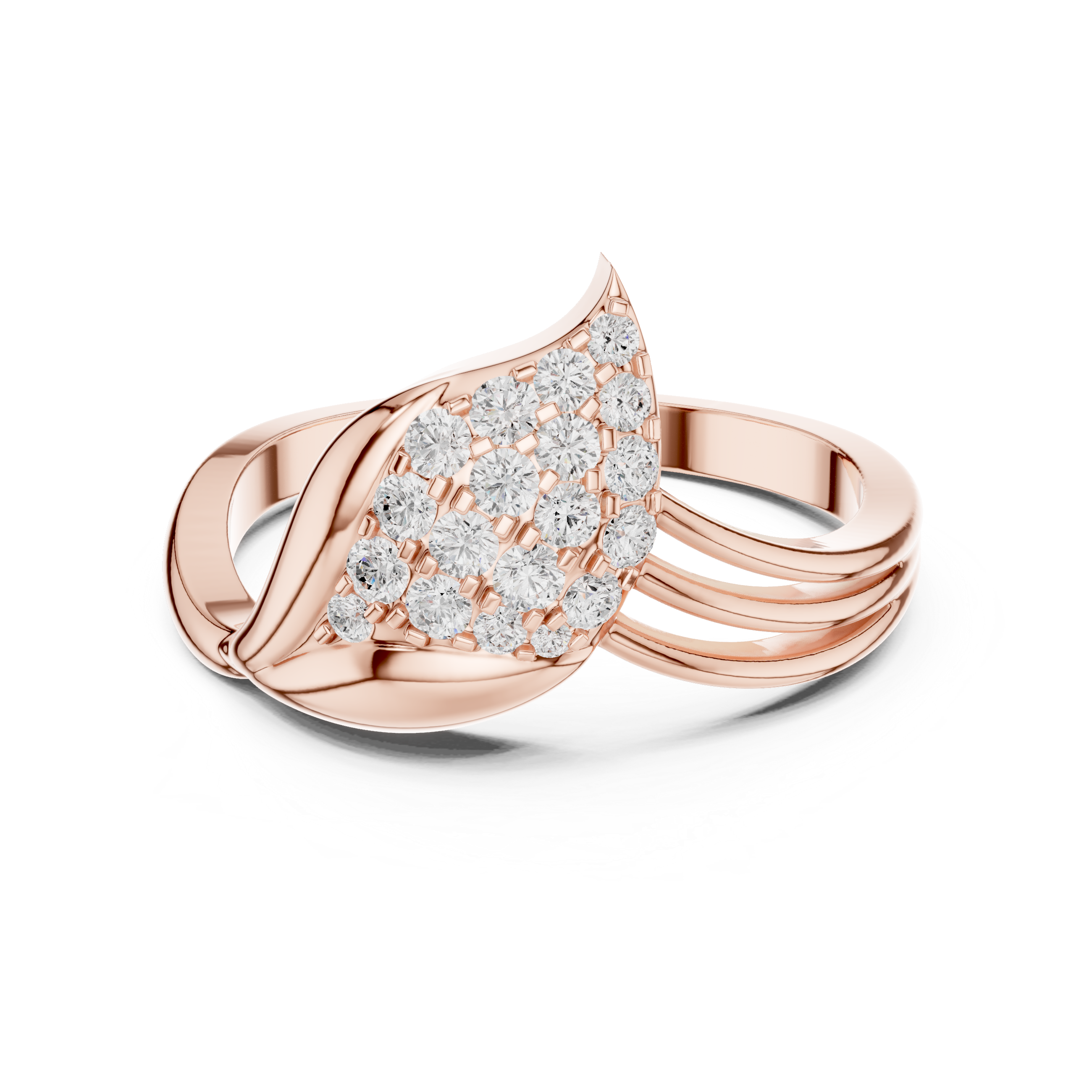 Leaf Pave Diamond Fashion Ring