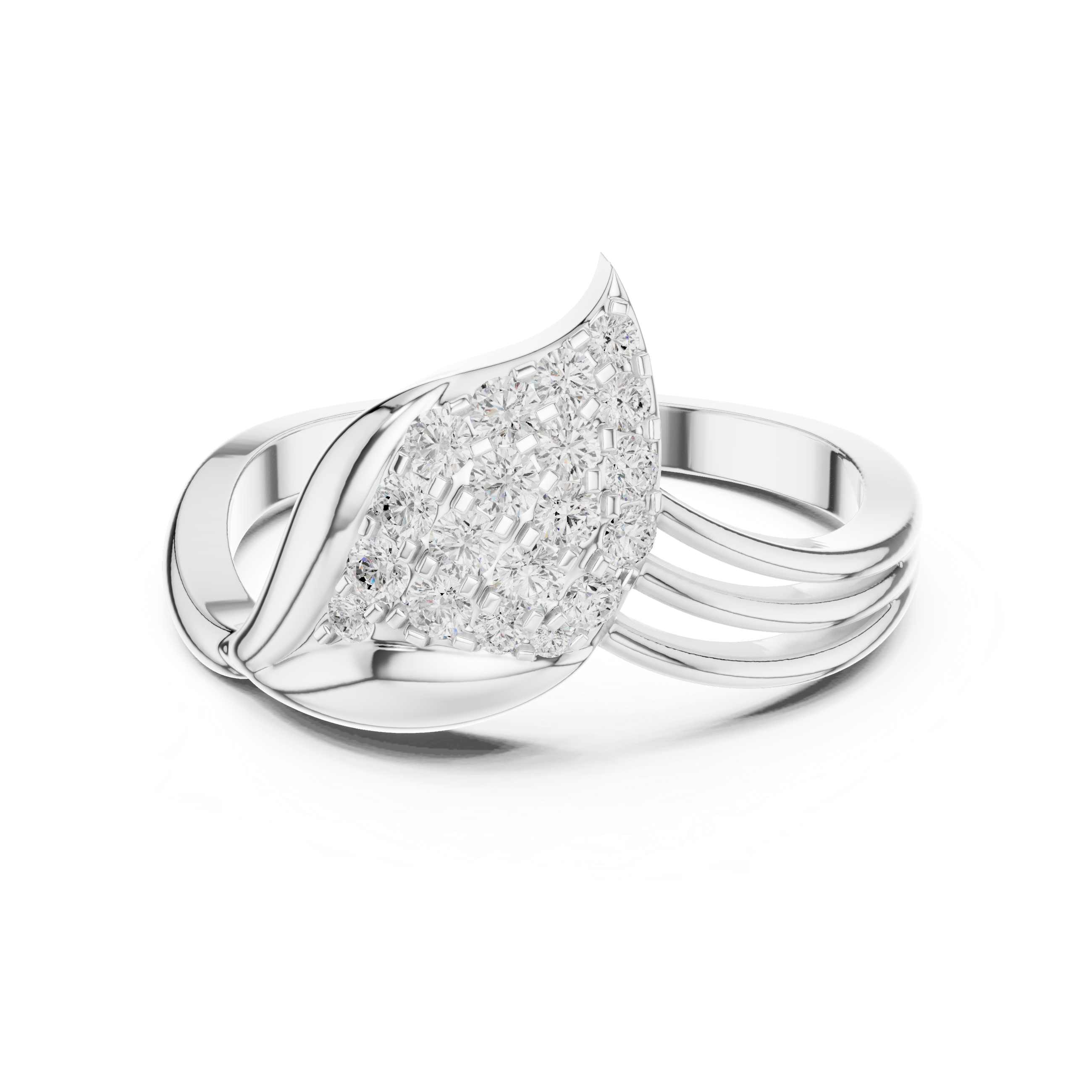 Leaf Pave Diamond Fashion Ring