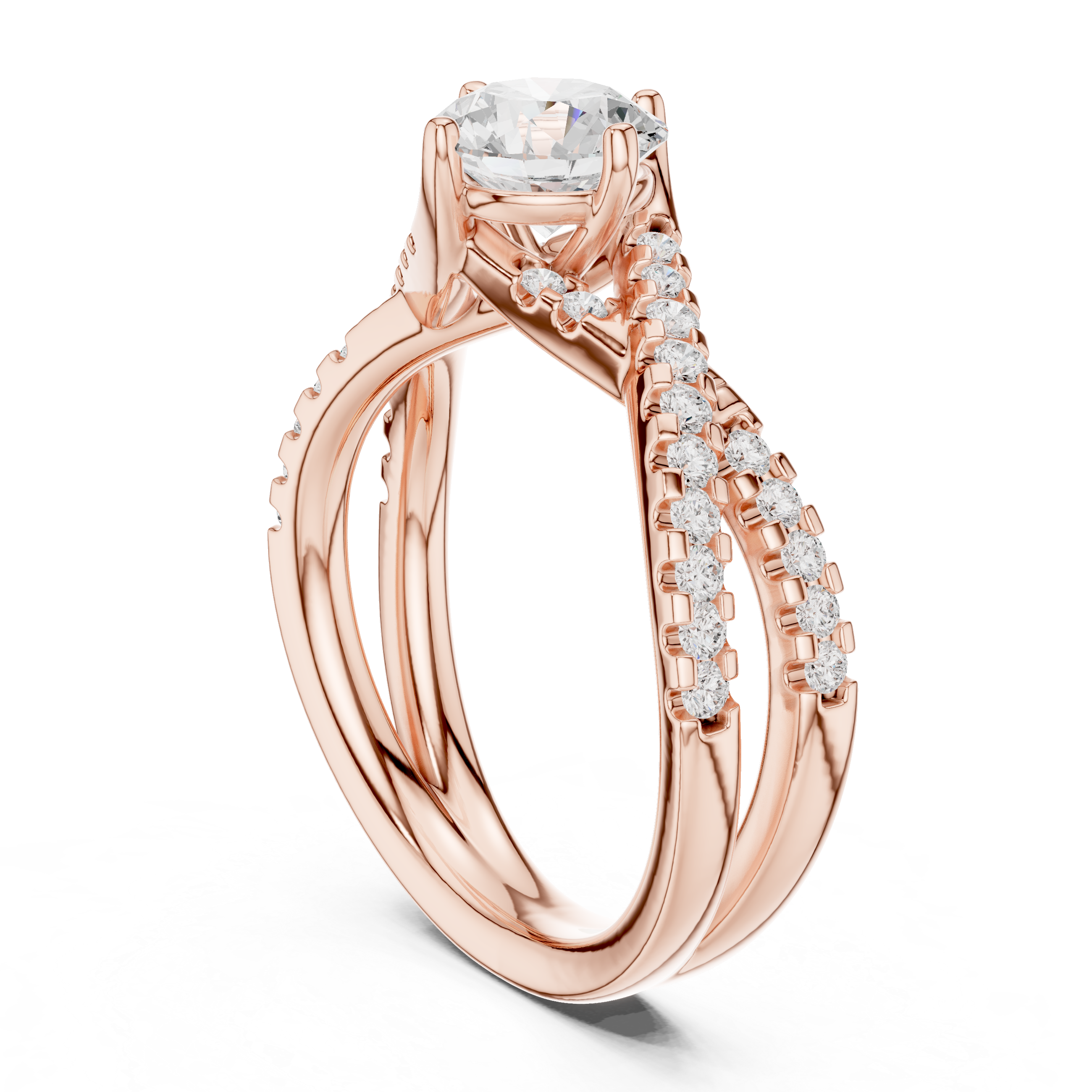 Twisted Crossover Diamond Engagement Ring