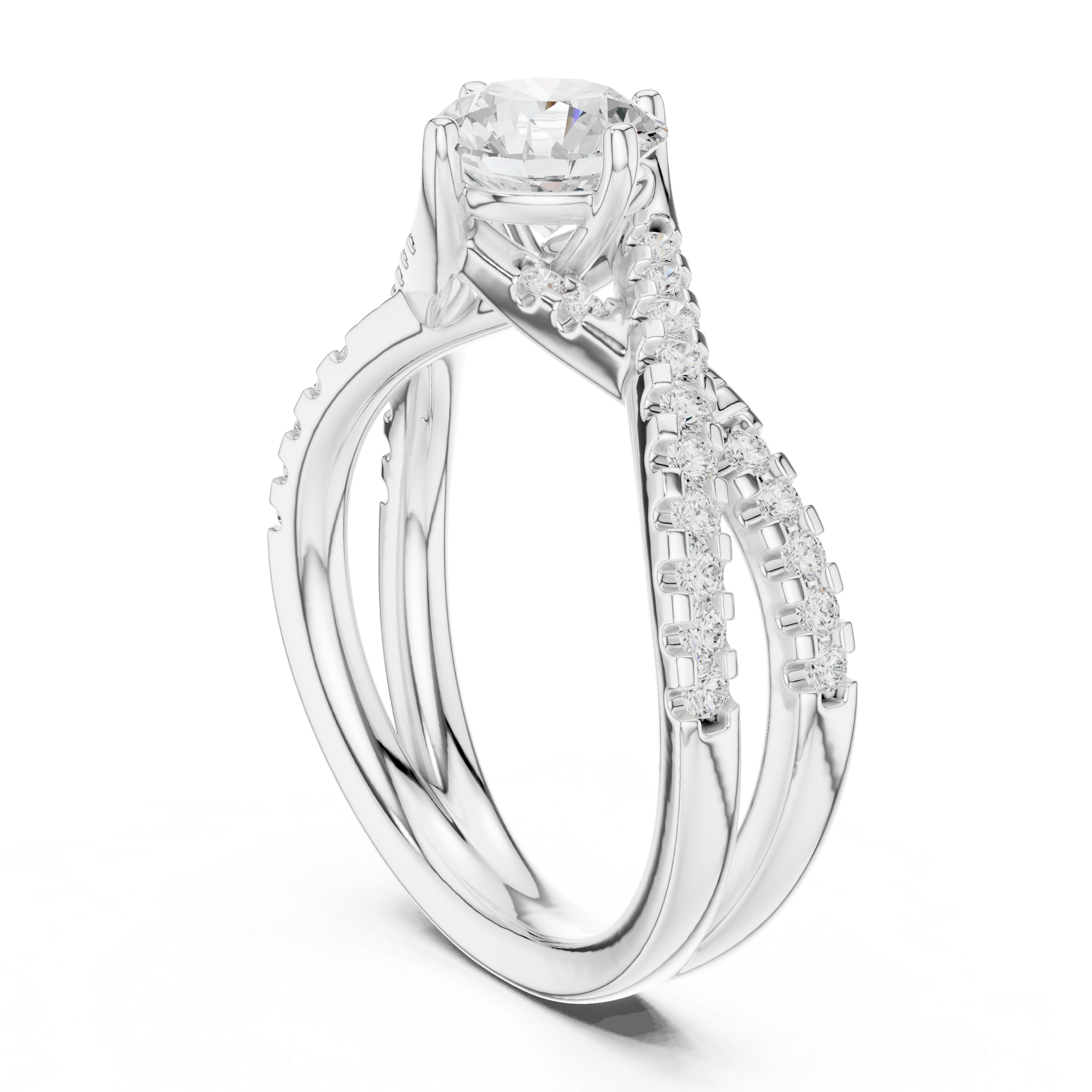 Twisted Crossover Diamond Engagement Ring