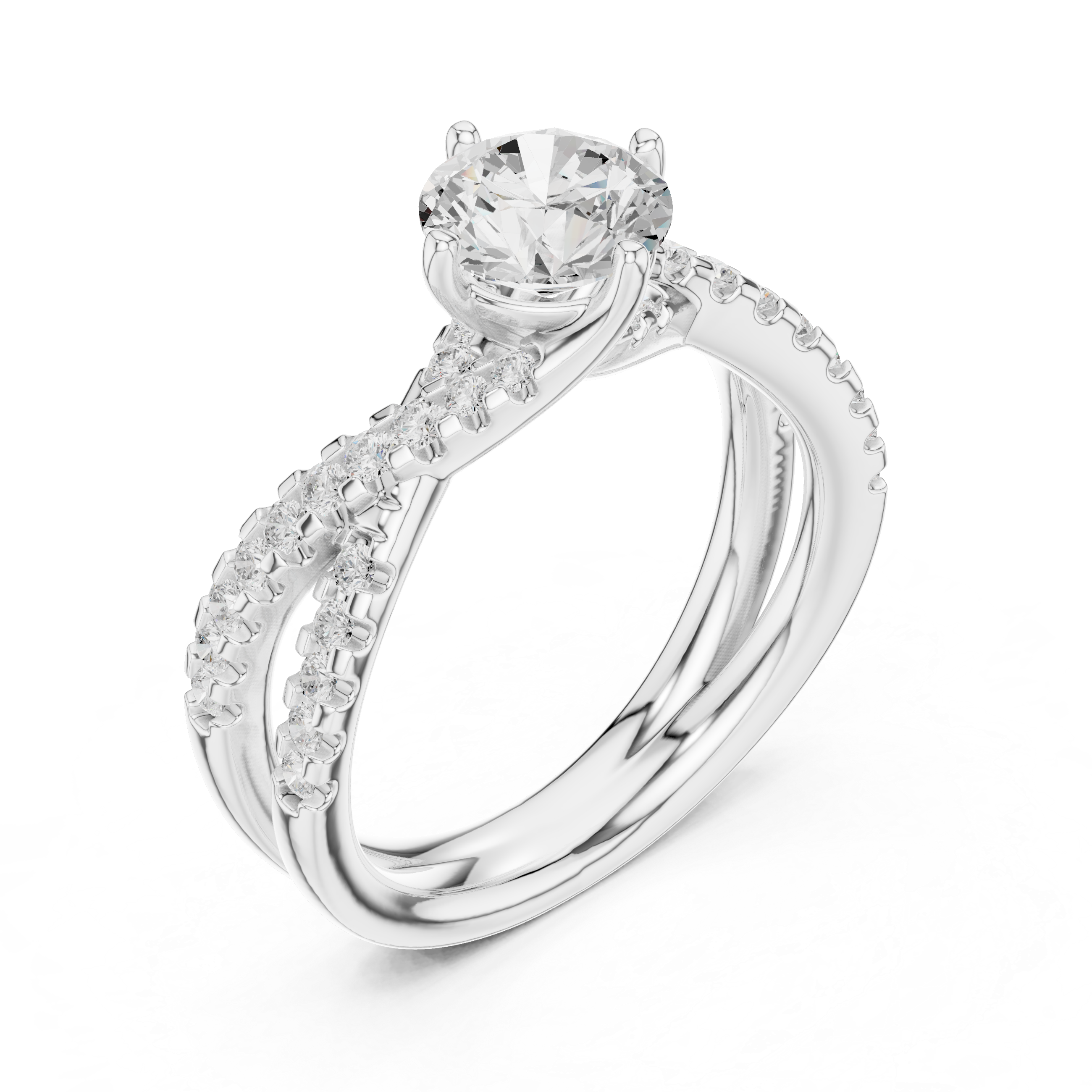 Twisted Crossover Diamond Engagement Ring