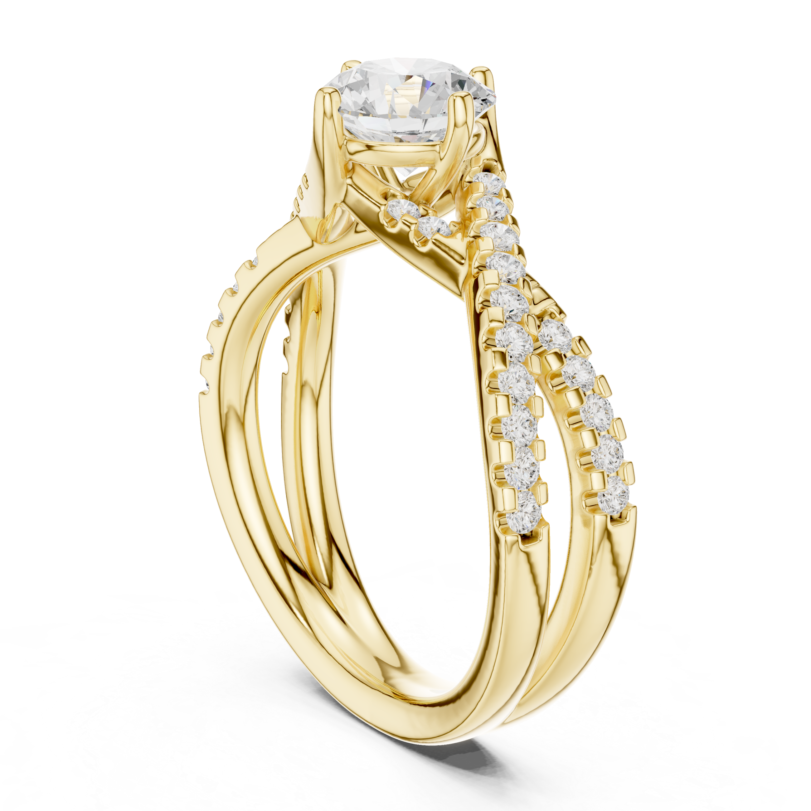 Twisted Crossover Diamond Engagement Ring