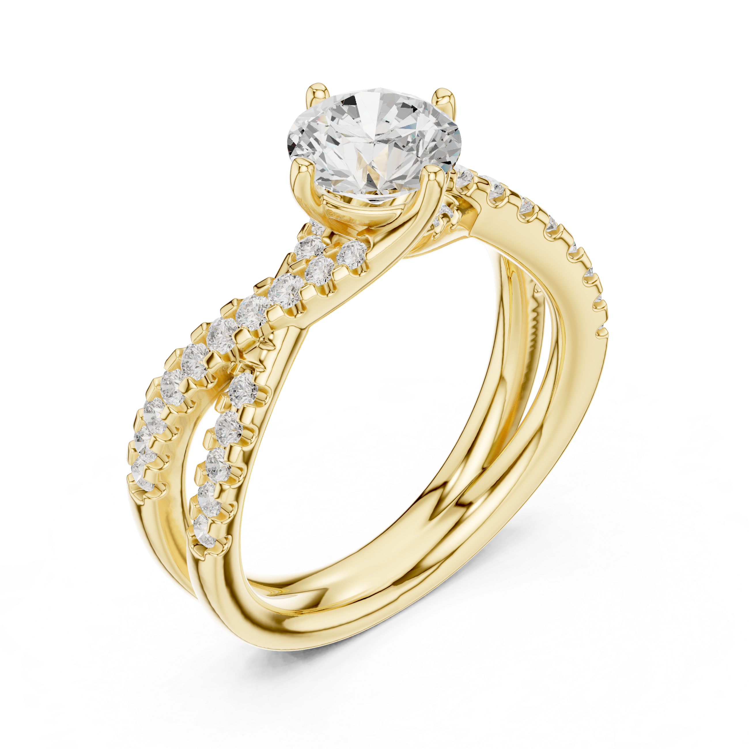 Twisted Crossover Diamond Engagement Ring