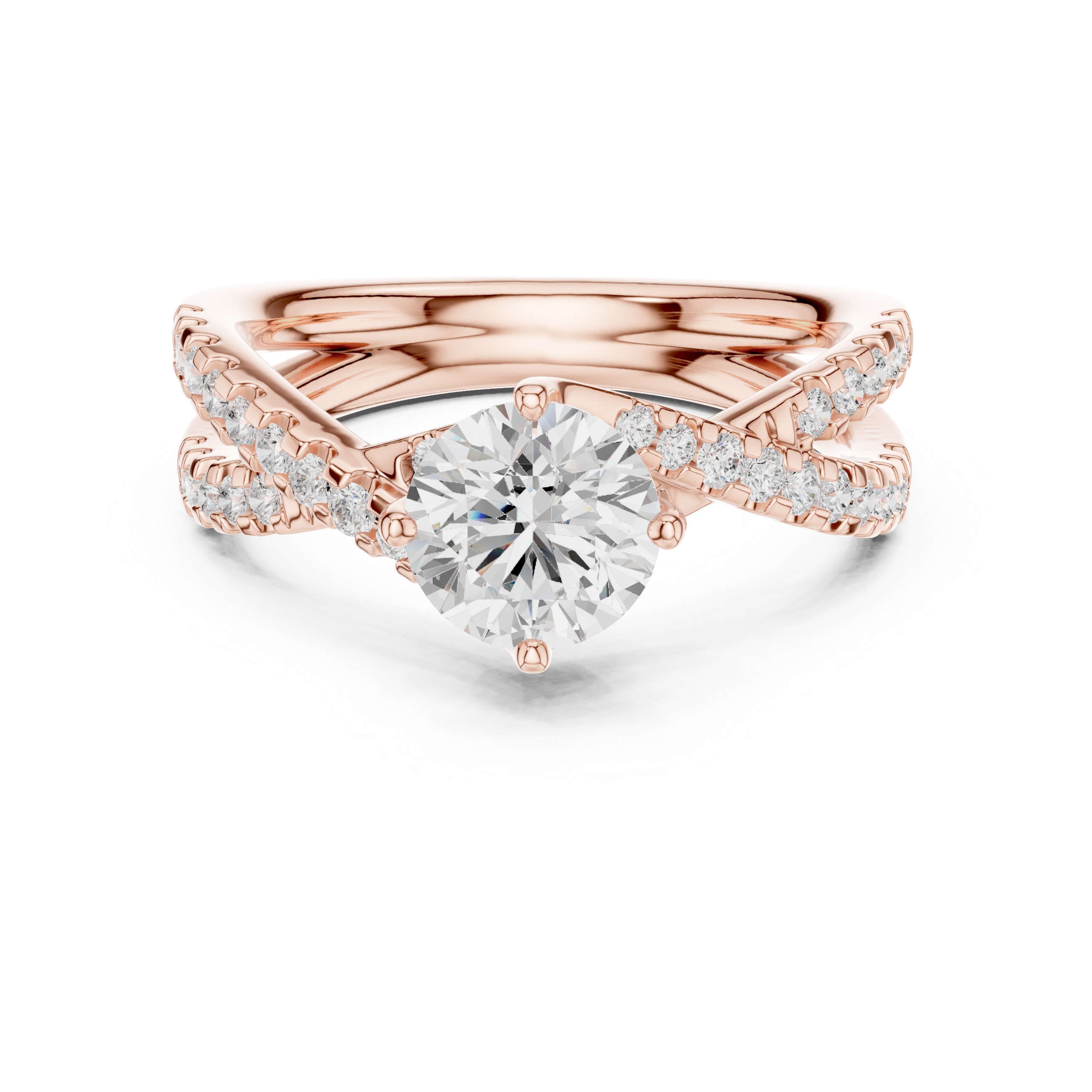 Twisted Crossover Diamond Engagement Ring