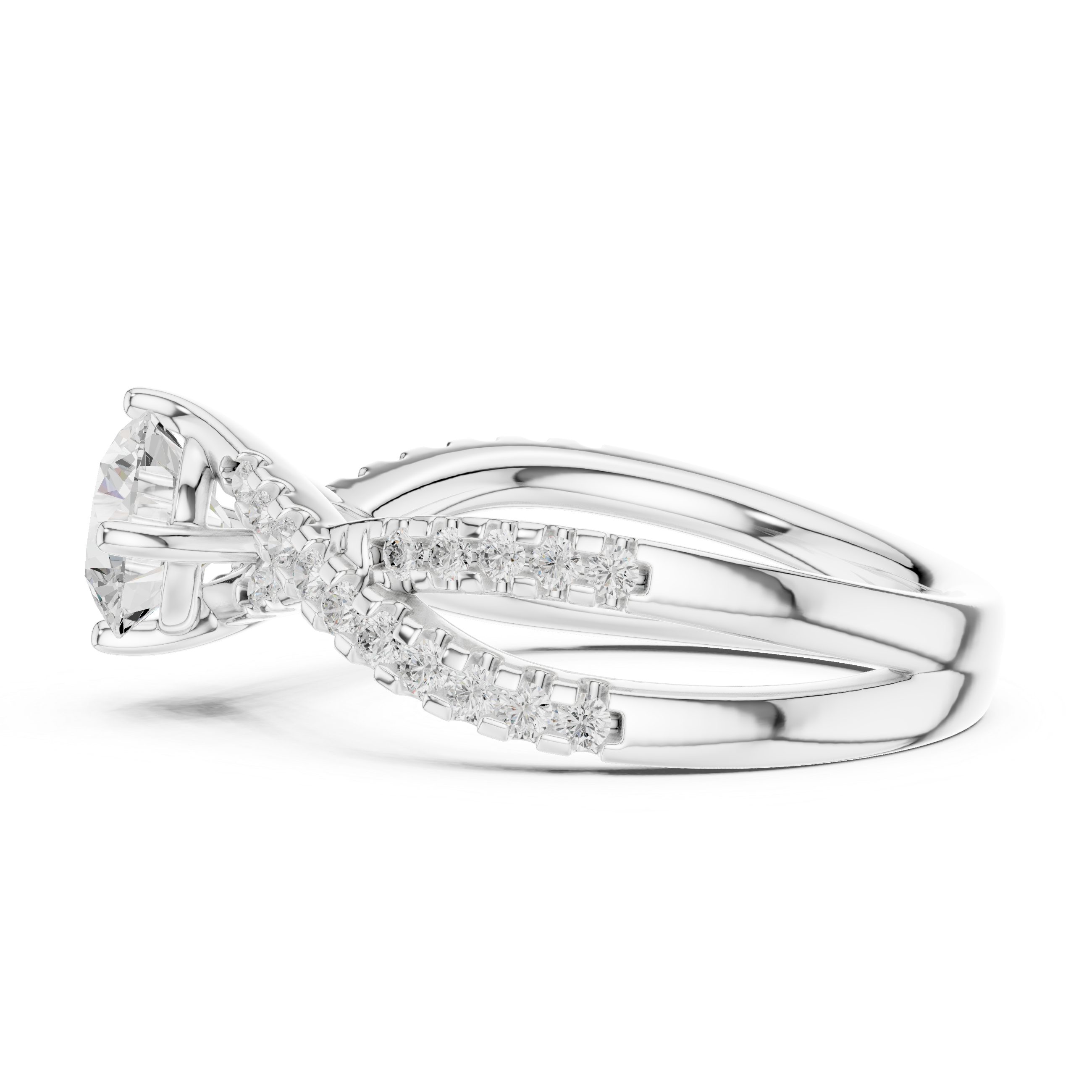 Twisted Crossover Diamond Engagement Ring
