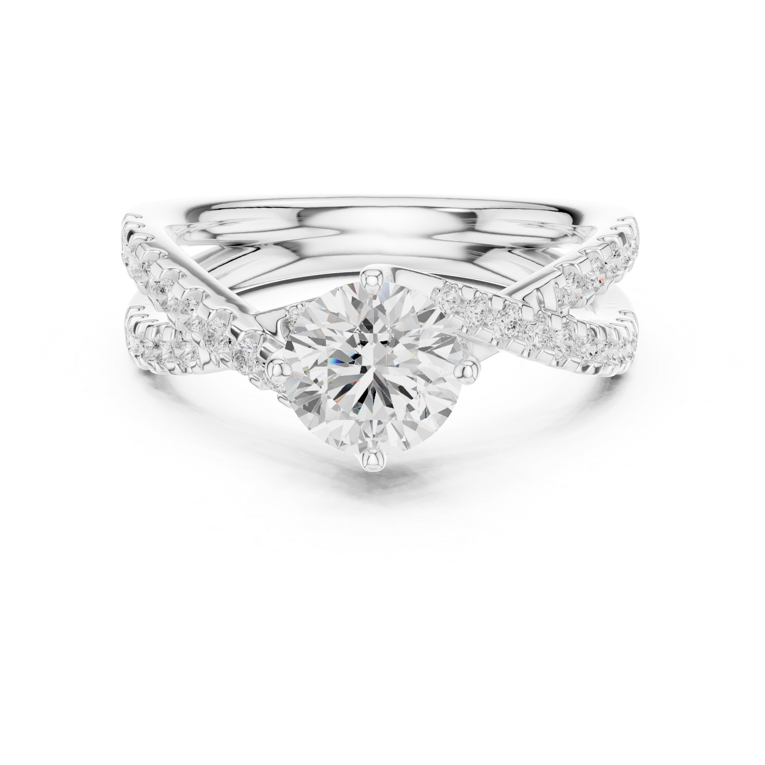 Twisted Crossover Diamond Engagement Ring