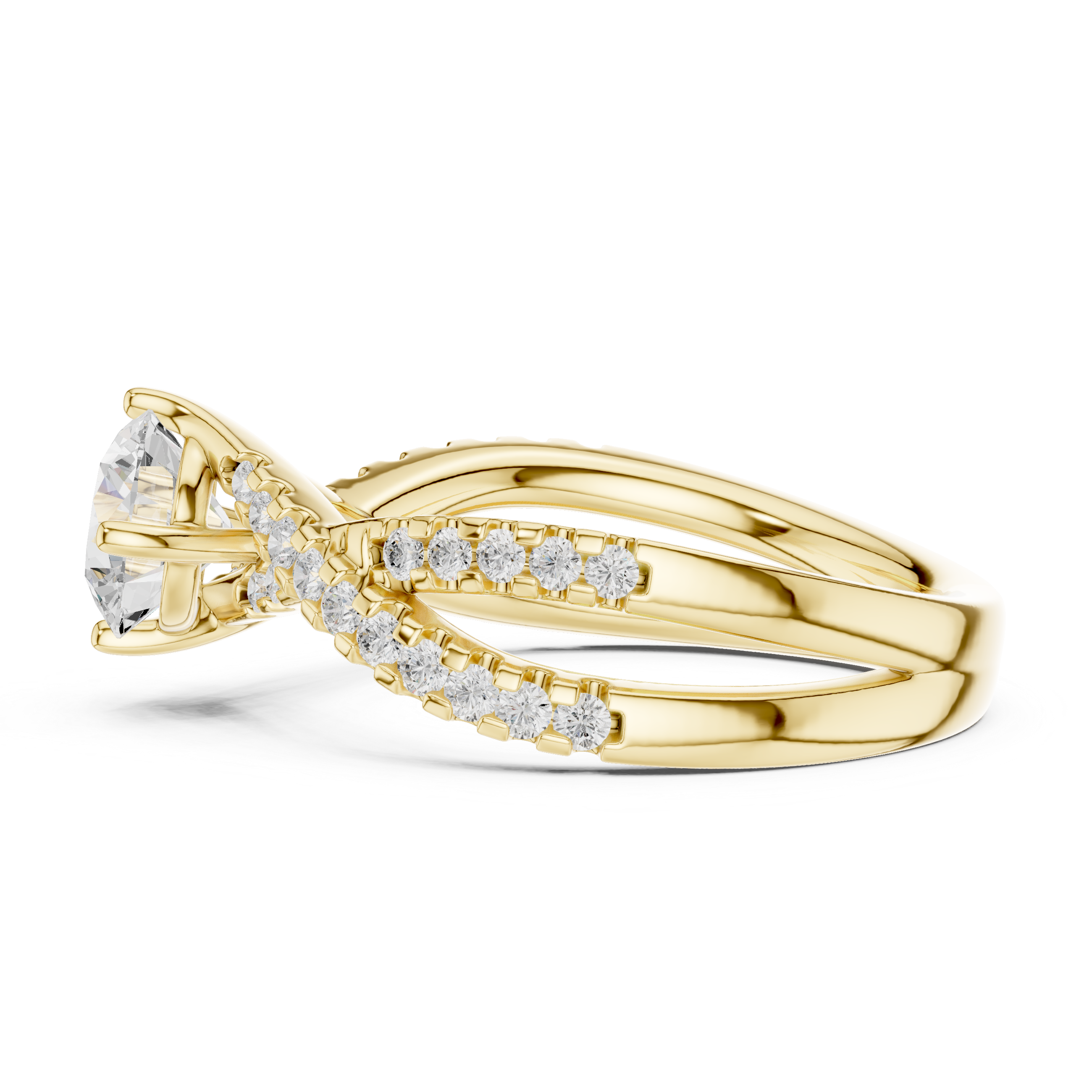 Twisted Crossover Diamond Engagement Ring