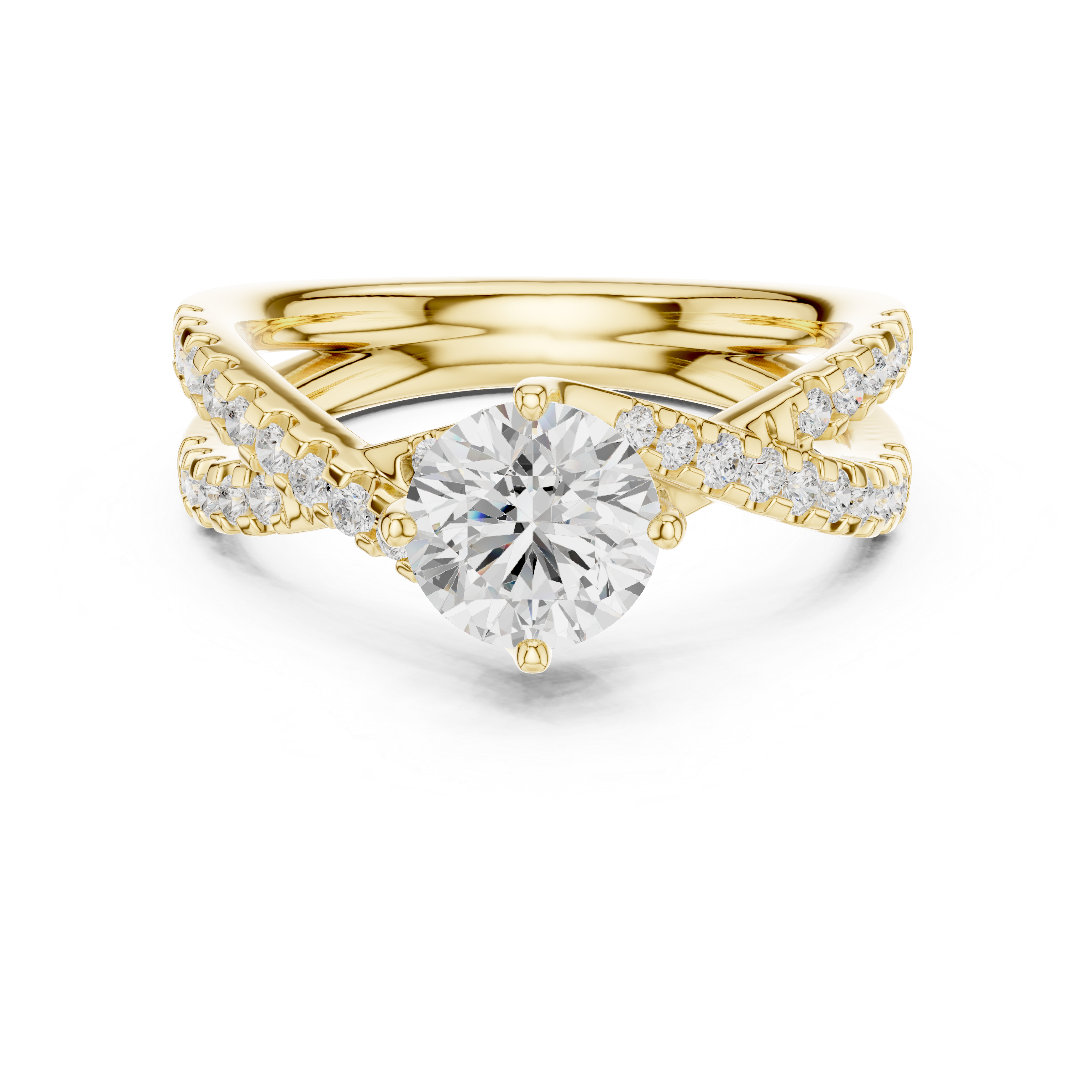 Twisted Crossover Diamond Engagement Ring