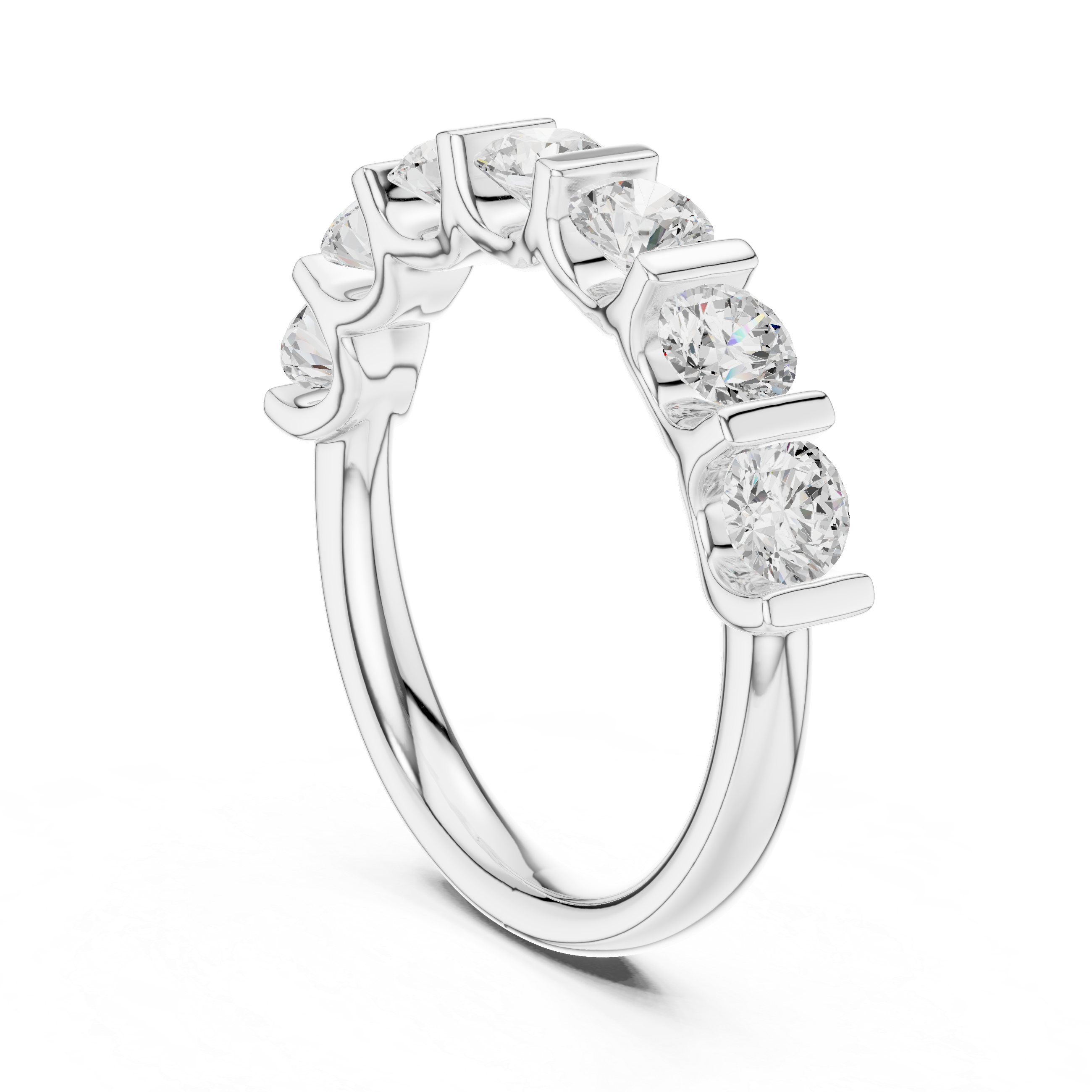 Seven Stone Round Diamond Wedding Band